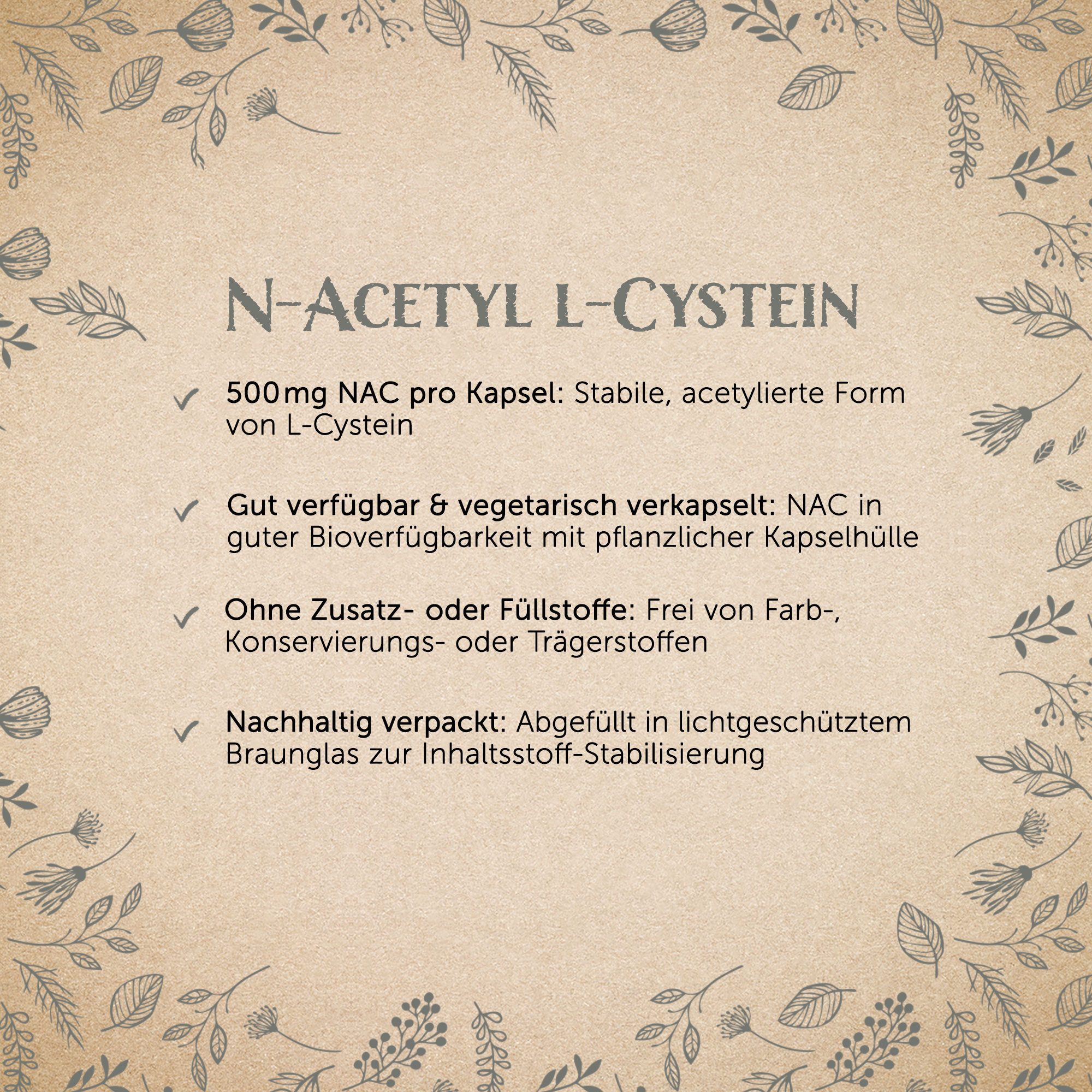 Waldkraft. Erdling NAC – N-Acetyl-L-Cystein Kapseln, 500 mg reines NAC hoch bioverfügbar und ideal für den Alltag - Vegan à 120 St., 72 g