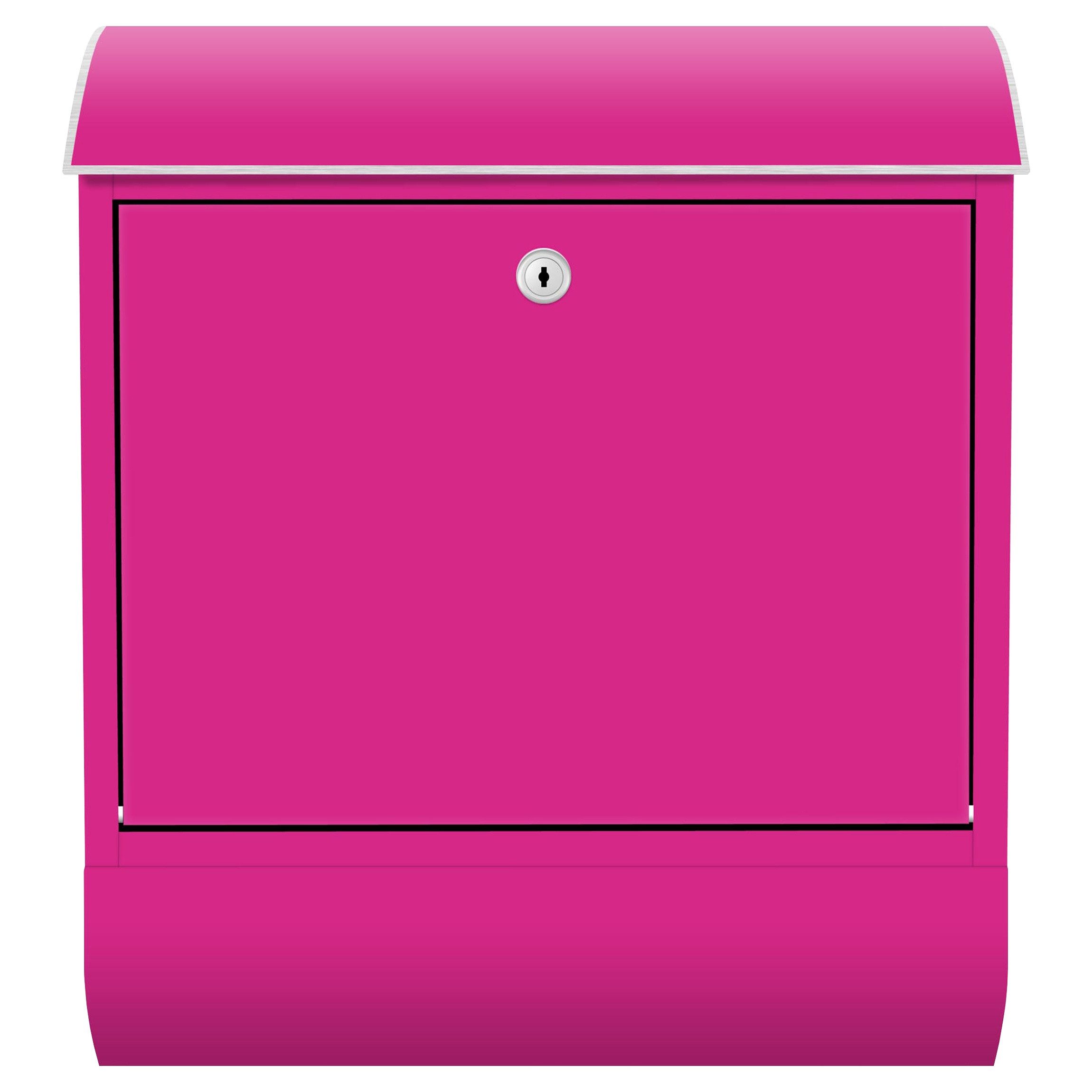 Bilderdepot24 Briefkasten Wandbriefkasten mit Zeitungsfach einfarbig Pink (inkl. Zeitungsrolle und 3 Schlüssel), matt, wetterfest, UV-beständig, abschließbar, 46x39x13 cm
