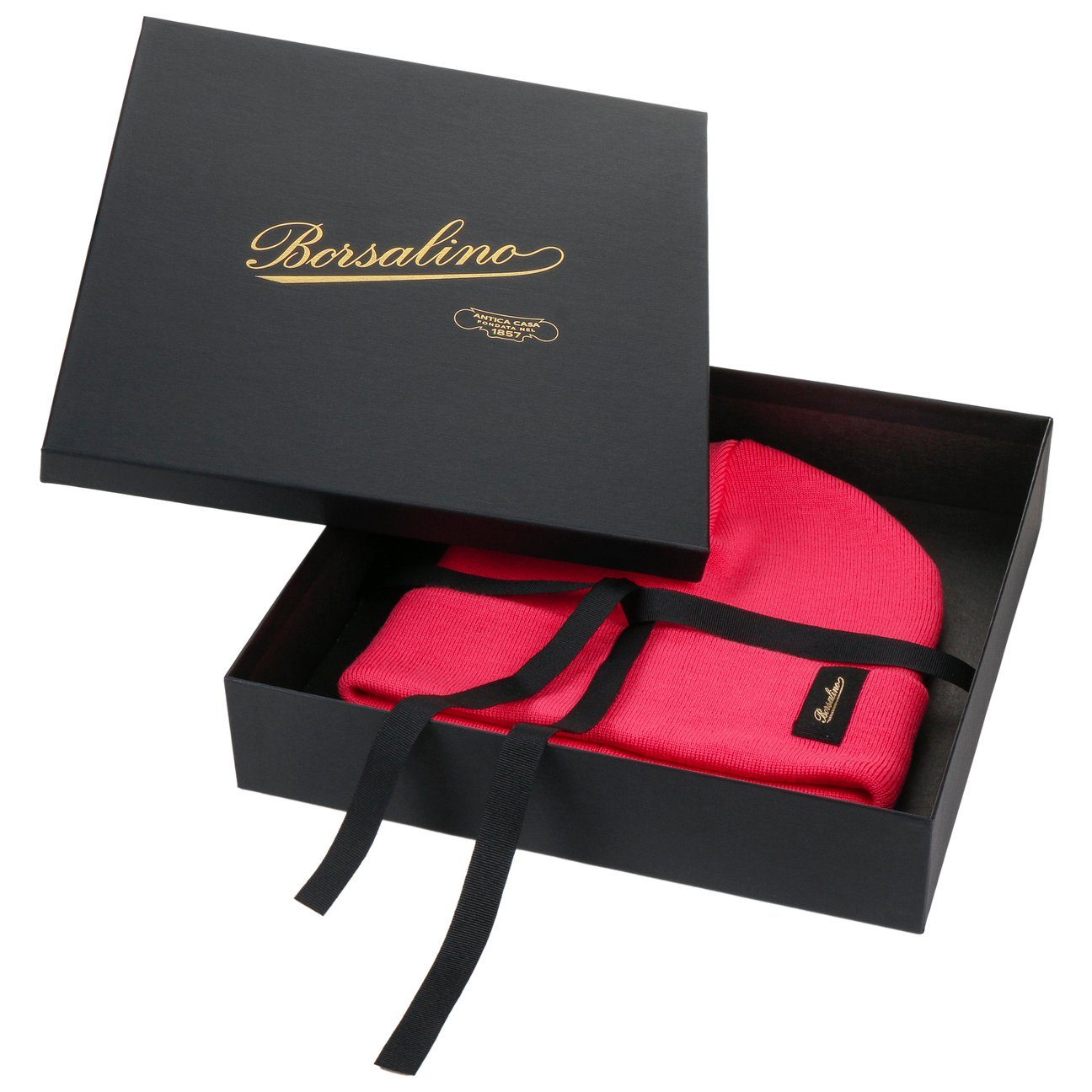Borsalino Beanie (1-St) Strickmütze mit Made Umschlag, pink Italy in