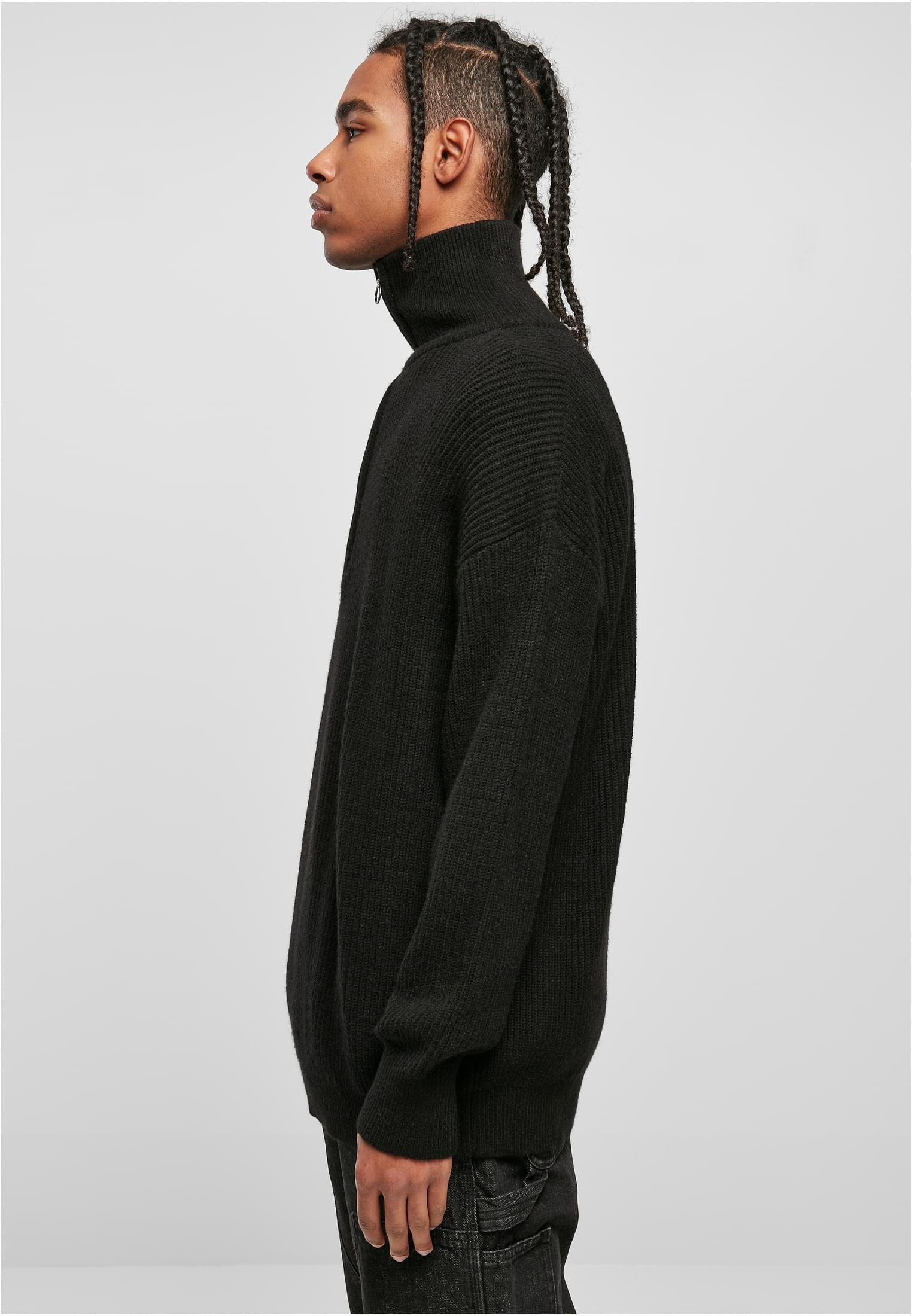 Sweater black Herren CLASSICS Troyer URBAN Knitted (1-tlg) Oversized