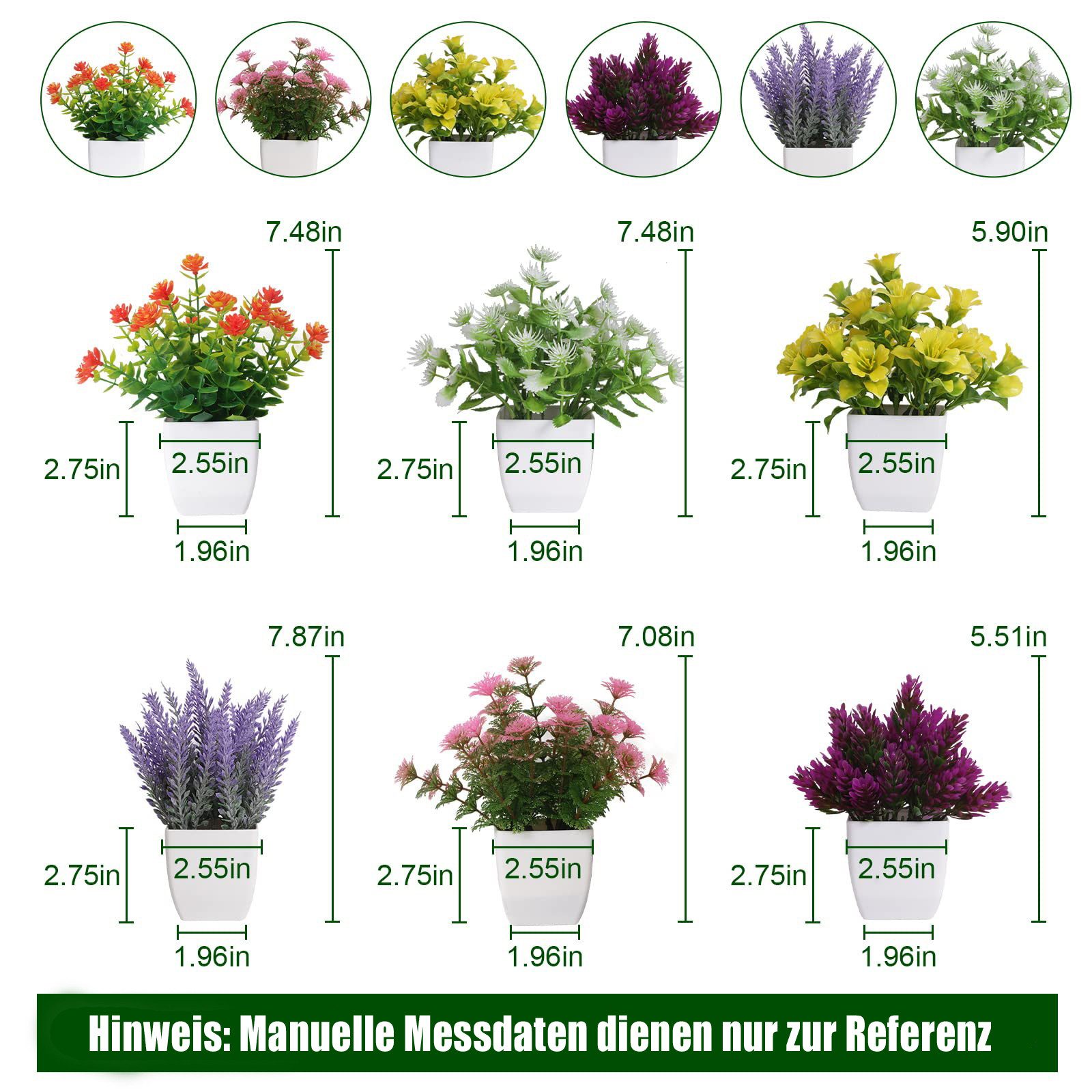 Künstliche Zimmerpflanze 6-teiliges Set künstlicher Blumentöpfe, Mini- Kuns günstig online kaufen