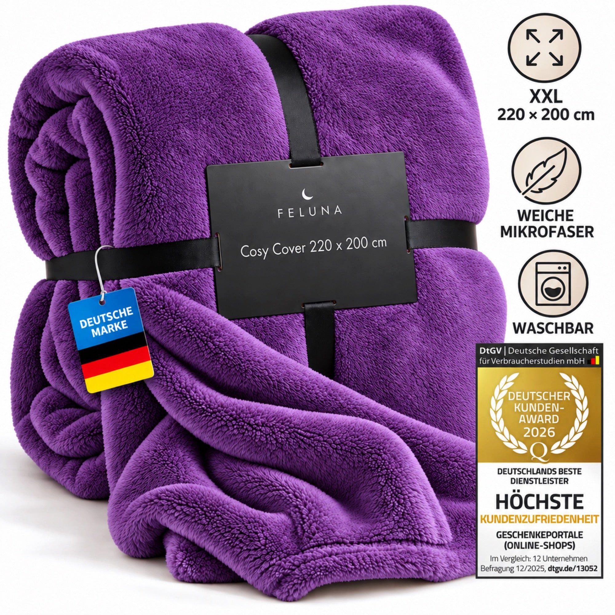 Wohndecke FELUNA Coral Fleece Kuscheldecke XXL – Superweicher Cashmere-Touch, Feluna, Tagesdecke Kaschmir-Touch 220 x 200 cm