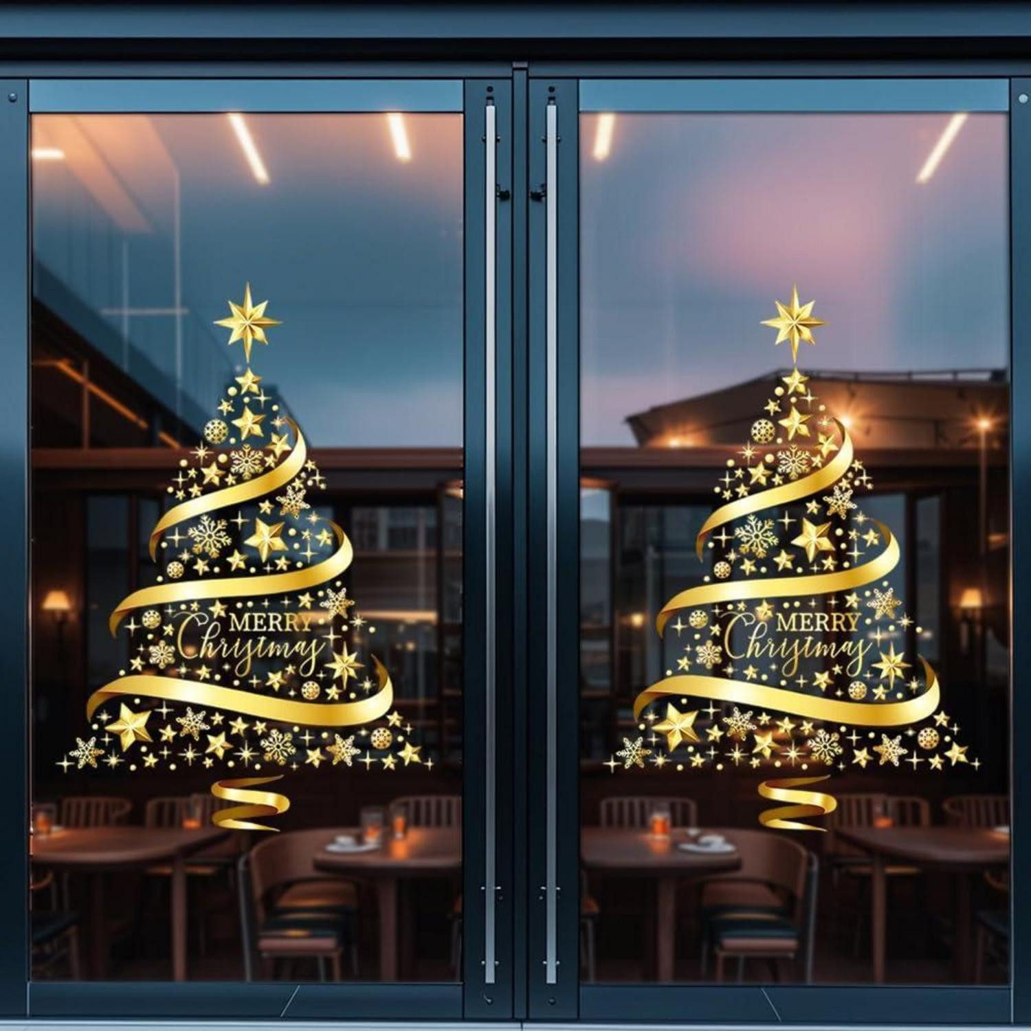 LuxusKollektion Fensterbild Weihnachtsdeko Fensteraufkleber 2St. PVC statisch