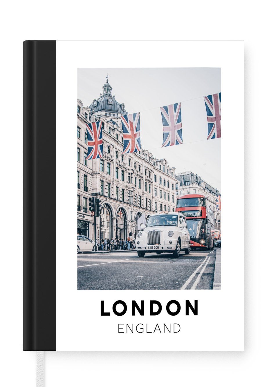 MuchoWow Notizbuch England - London - Flagge, Journal, Merkzettel, Tagebuch, Notizheft, A5, 98 Seiten, Haushaltsbuch