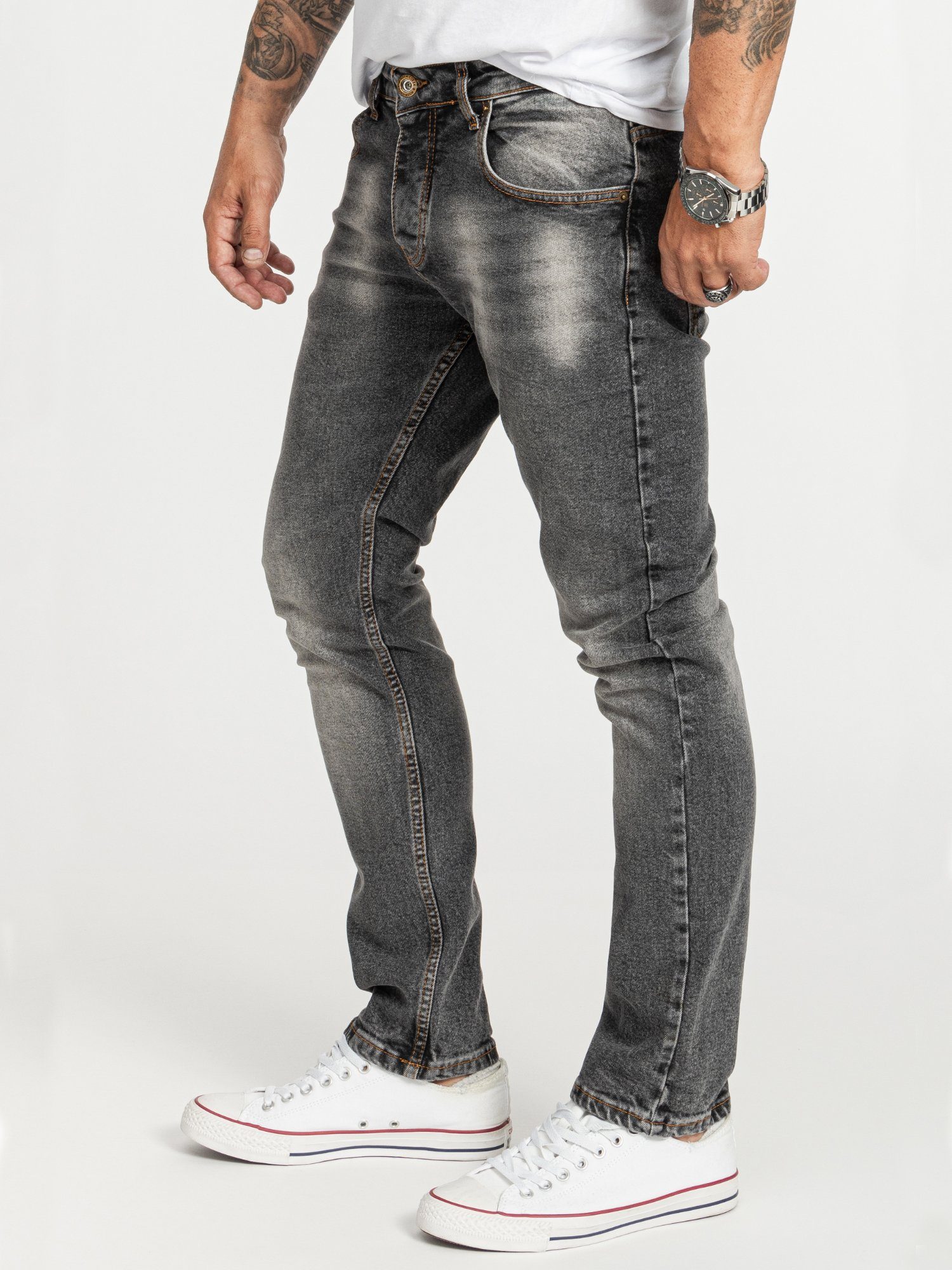 Rock Creek Regular-fit-Jeans Herren Jeans Stonewashed Dunkelgrau RC-2405 günstig online kaufen