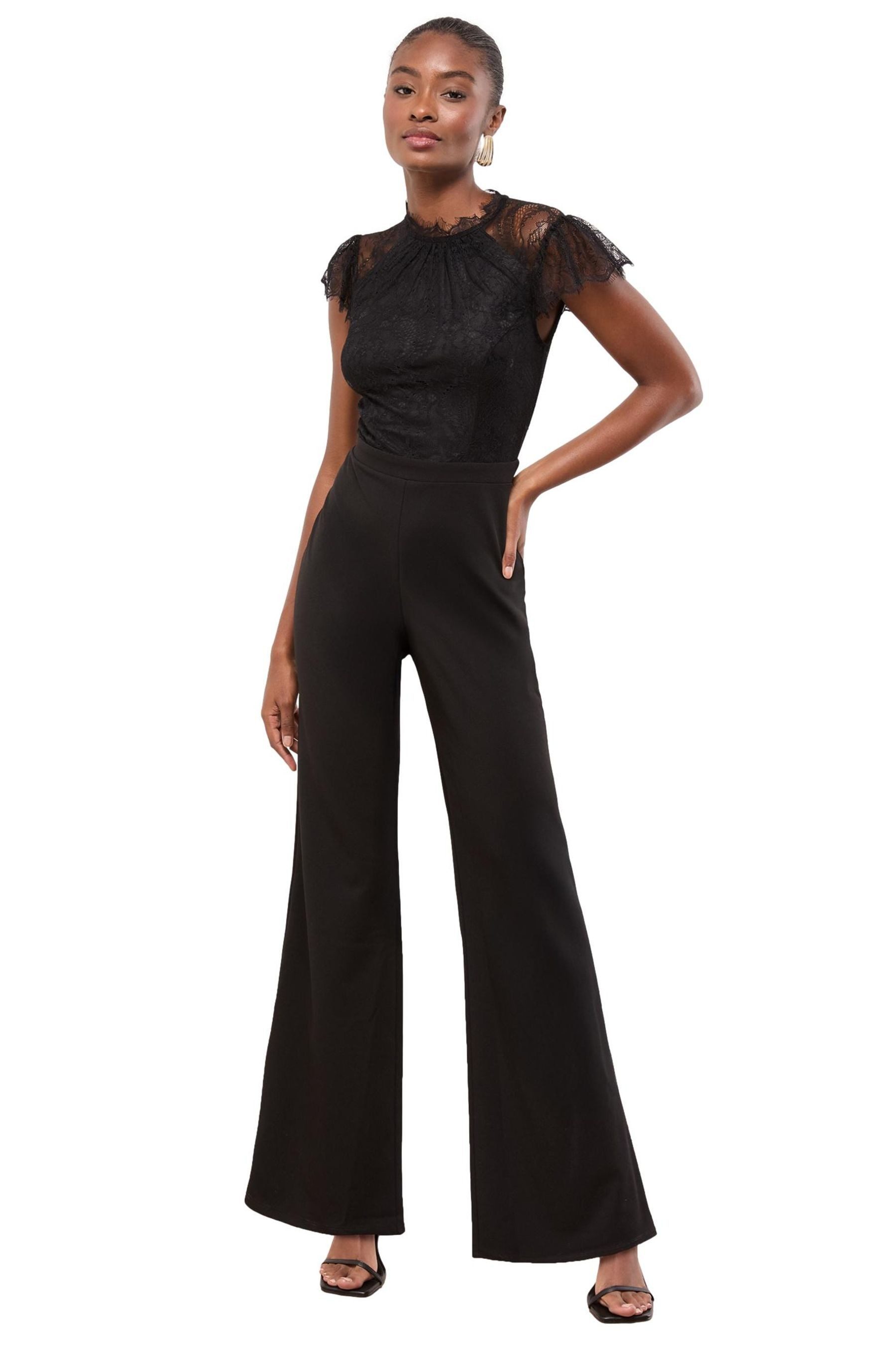 LIPSY Jumpsuit Lipsy Overall mit Stehkragen aus Spitze, Regular (1-tlg)