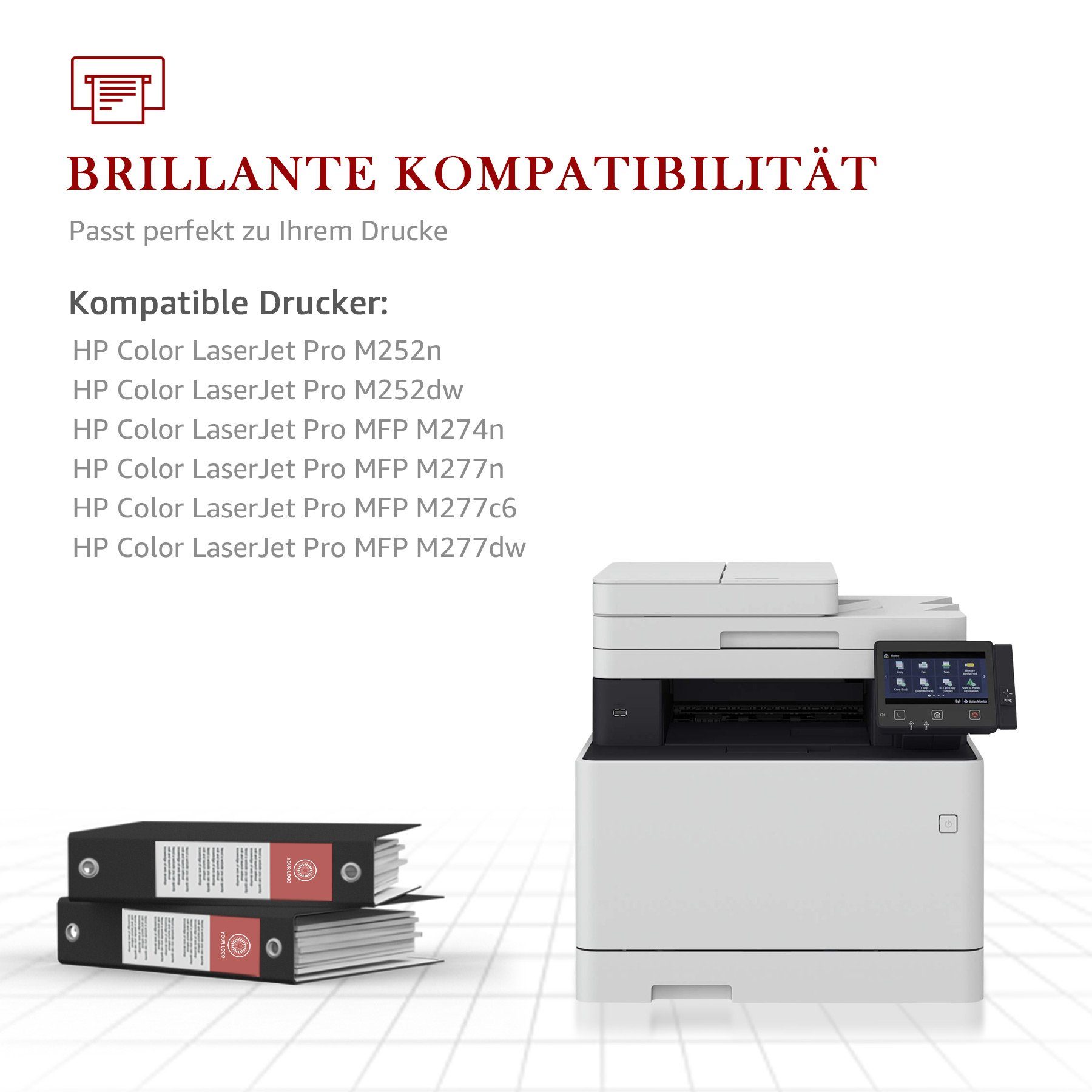 Tonerpatrone Pro HP M277dw M252n (Color MFP Drucker M252dw CF400X, LaserJet laserjet Toner Pro M250 M277n), MFP Kingdom M277dw für M270 Series M274n 4er 201X