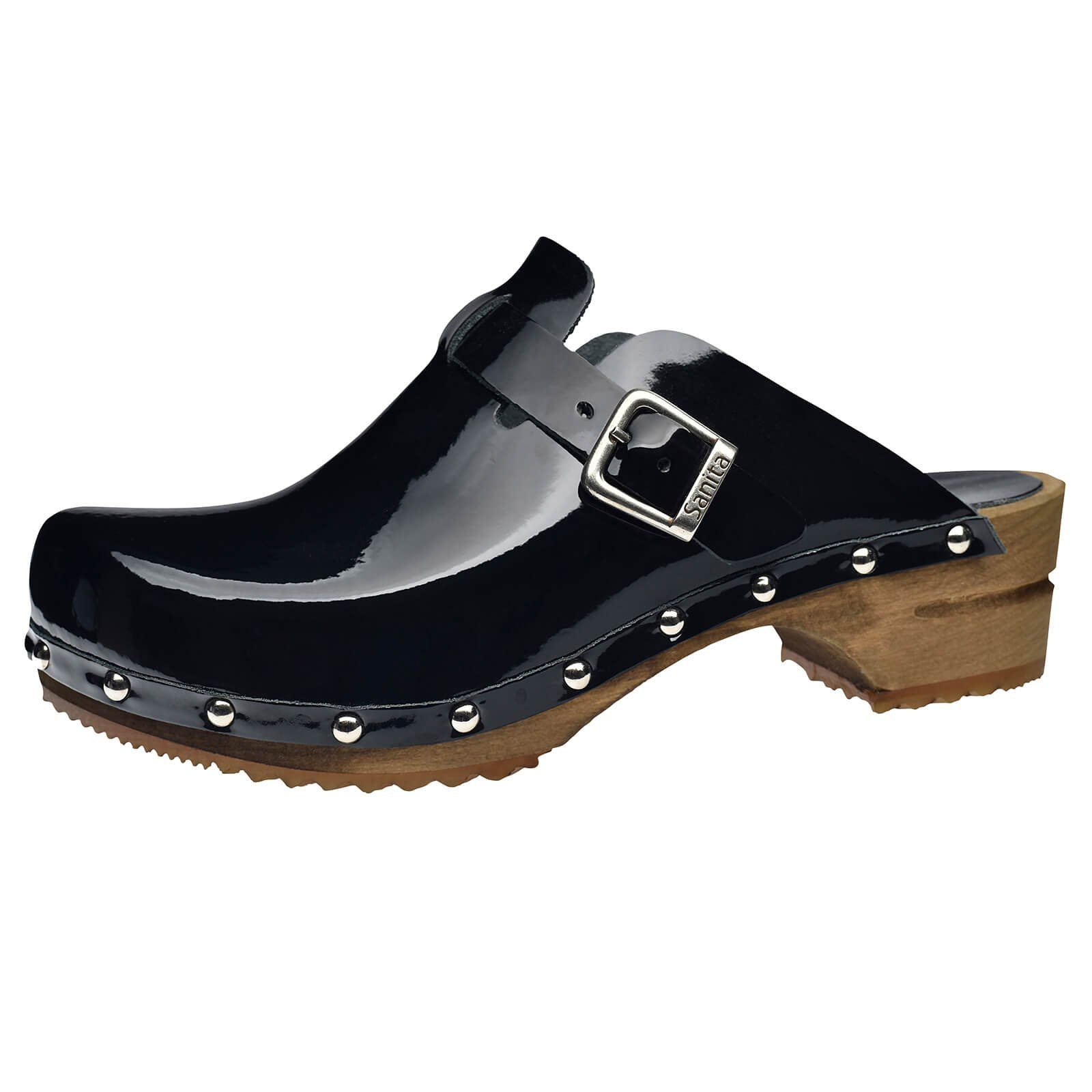 Wood-Krisla Open Clog Black Sandale