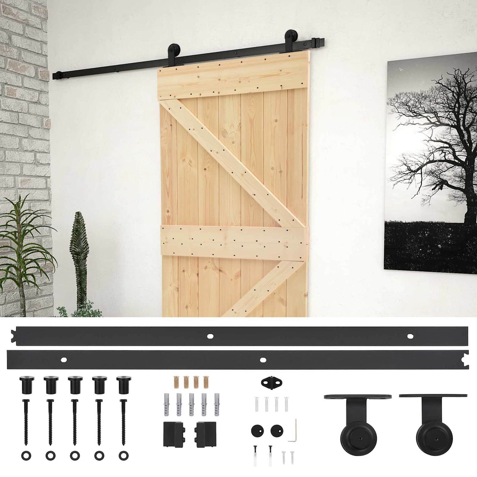 vidaXL Schiebetür Schiebetür 80 x 210 cm Massives Kiefernholz (1-St)