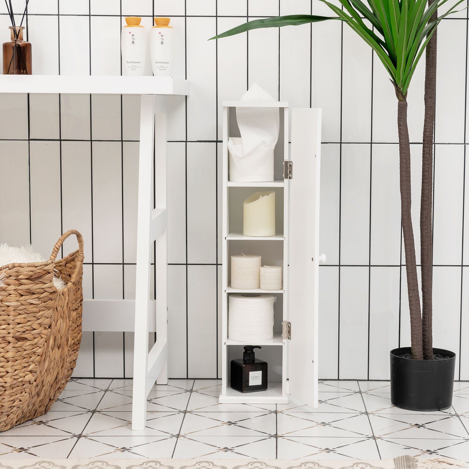 COSTWAY Toilettenpapierhalter, stehend, mit Tür & günstig online kaufen
