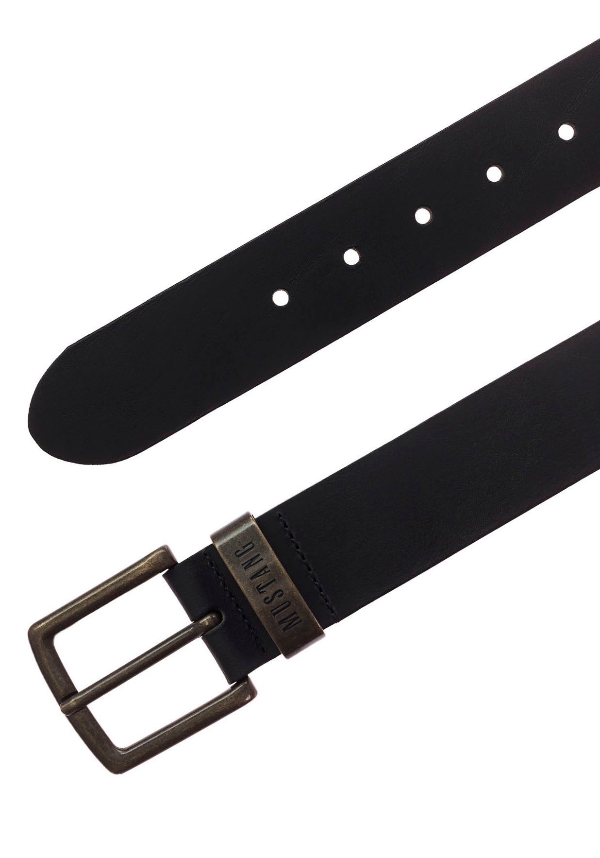 MUSTANG Ledergürtel Schnalle altmessingfarben, Logo auf der Metall-Schlaufe günstig online kaufen