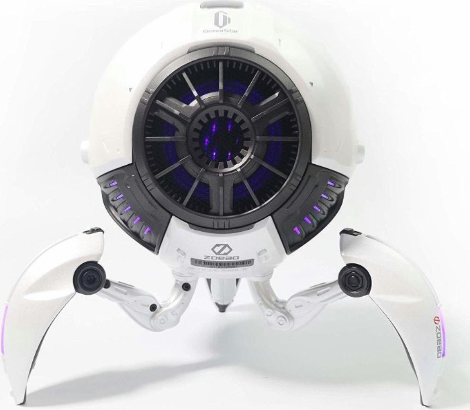 Design, White Zink Stereo Mars Gehäuse) 20 GravaStar Pearl hochwertiges RGB W, (Bluetooth, Sci-Fi Bluetooth-Lautsprecher Licht,