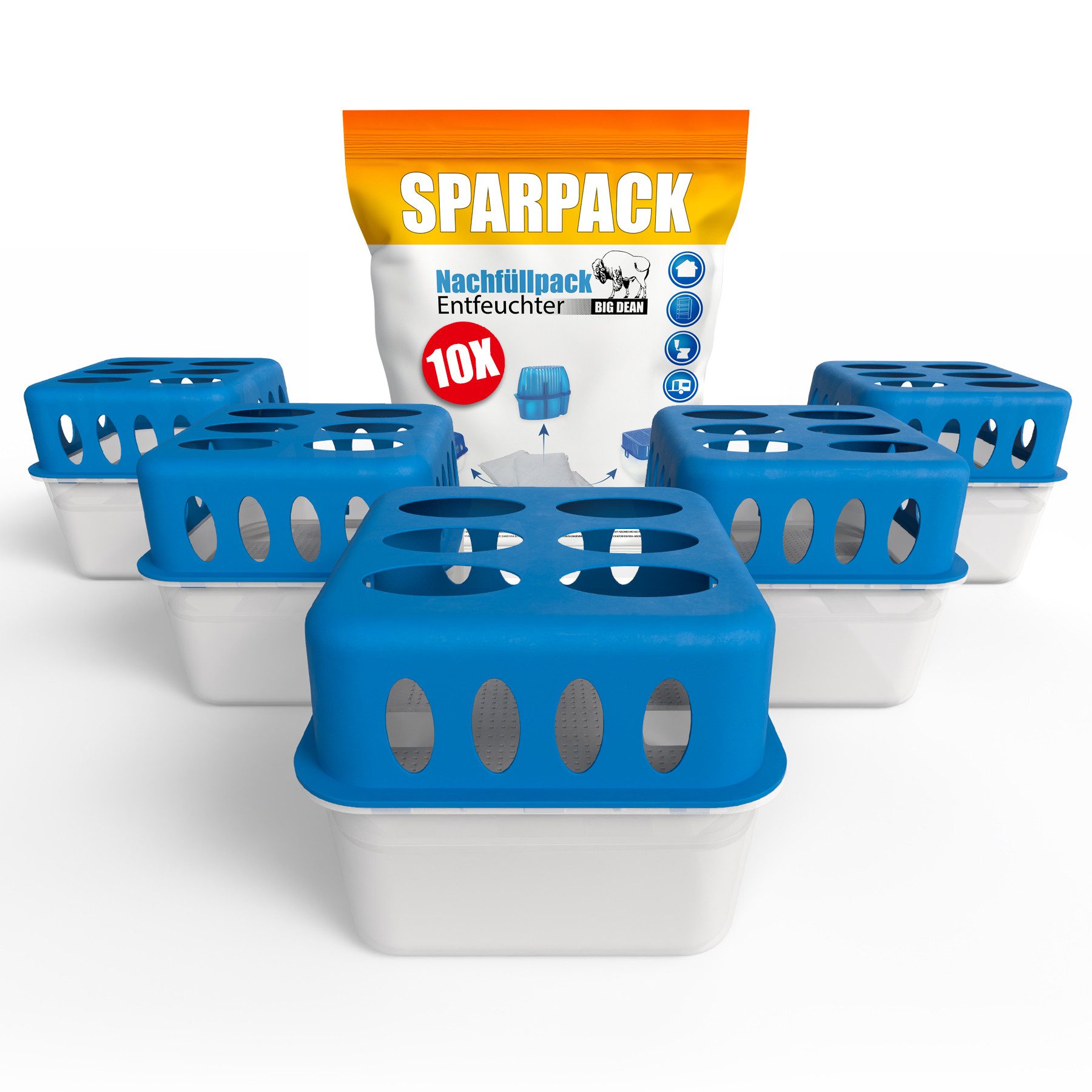 BigDean Granulat-Luftentfeuchter 5 Gehäuse und 10x 400g Nachfüller Champion günstig online kaufen
