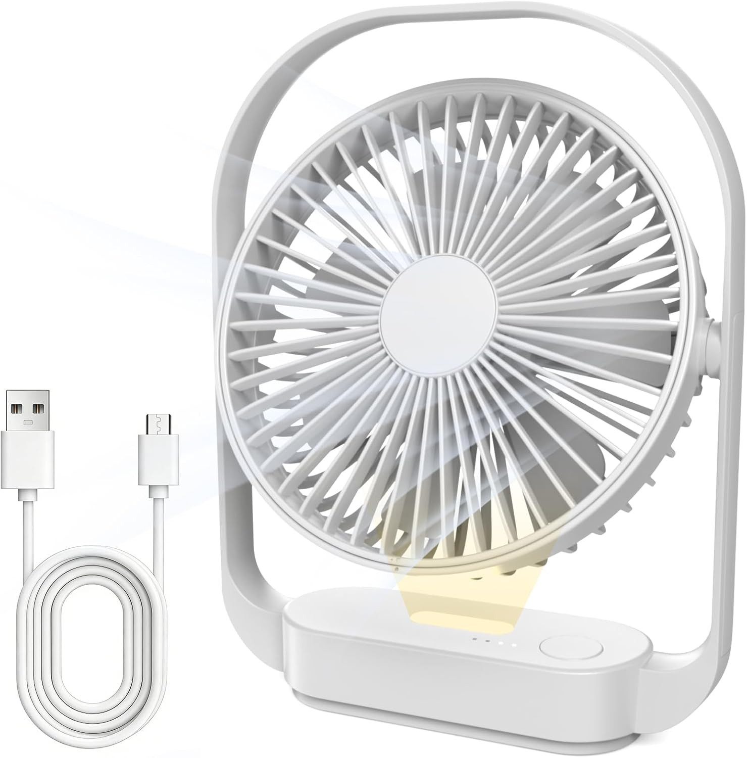 AIMAX Tischventilator Tischventilator 4000 mAh USB-C mit 4 Stufen Schwarz