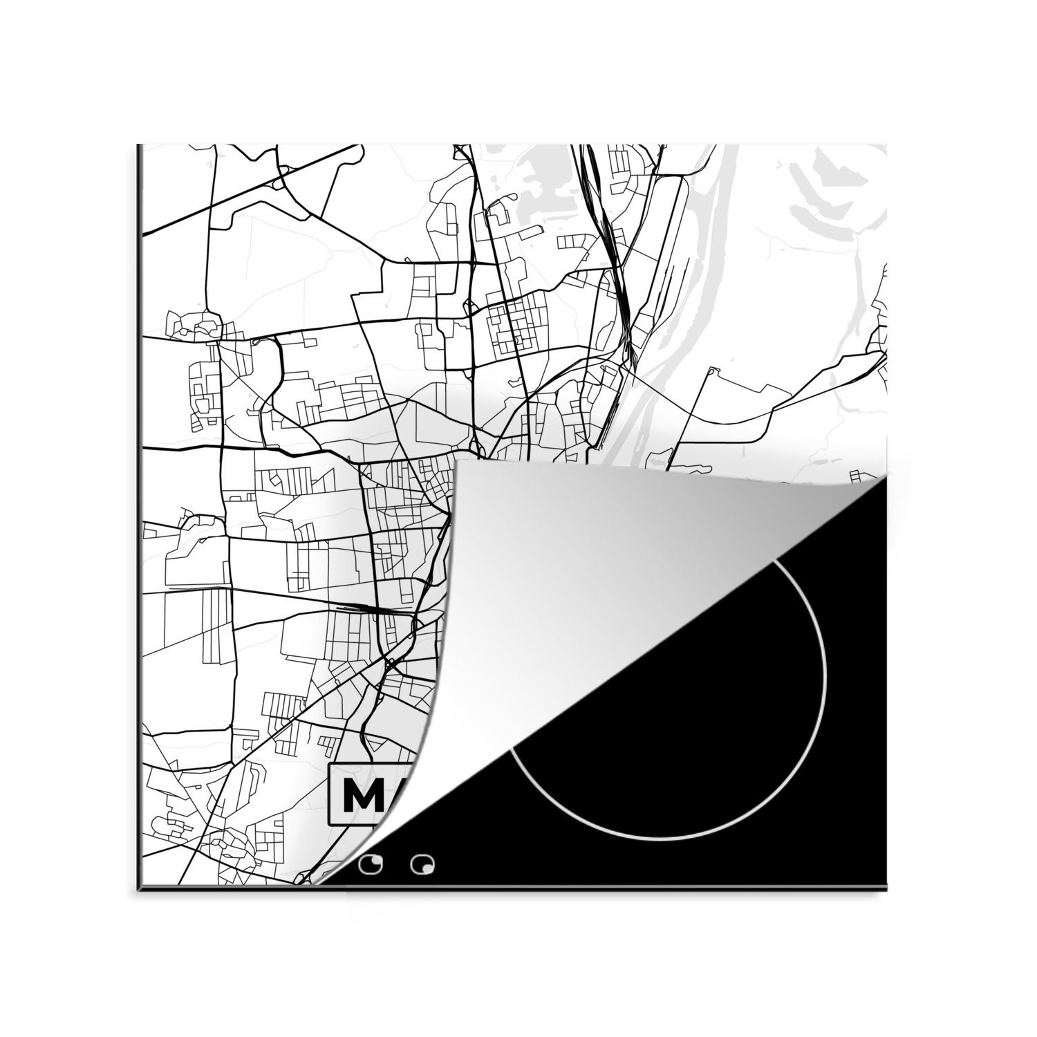 MuchoWow Herdblende-/Abdeckplatte Karte - Magdeburg - Stadtplan, Vinyl, (1 tlg), 78x78 cm, Ceranfeldabdeckung, Arbeitsplatte für küche