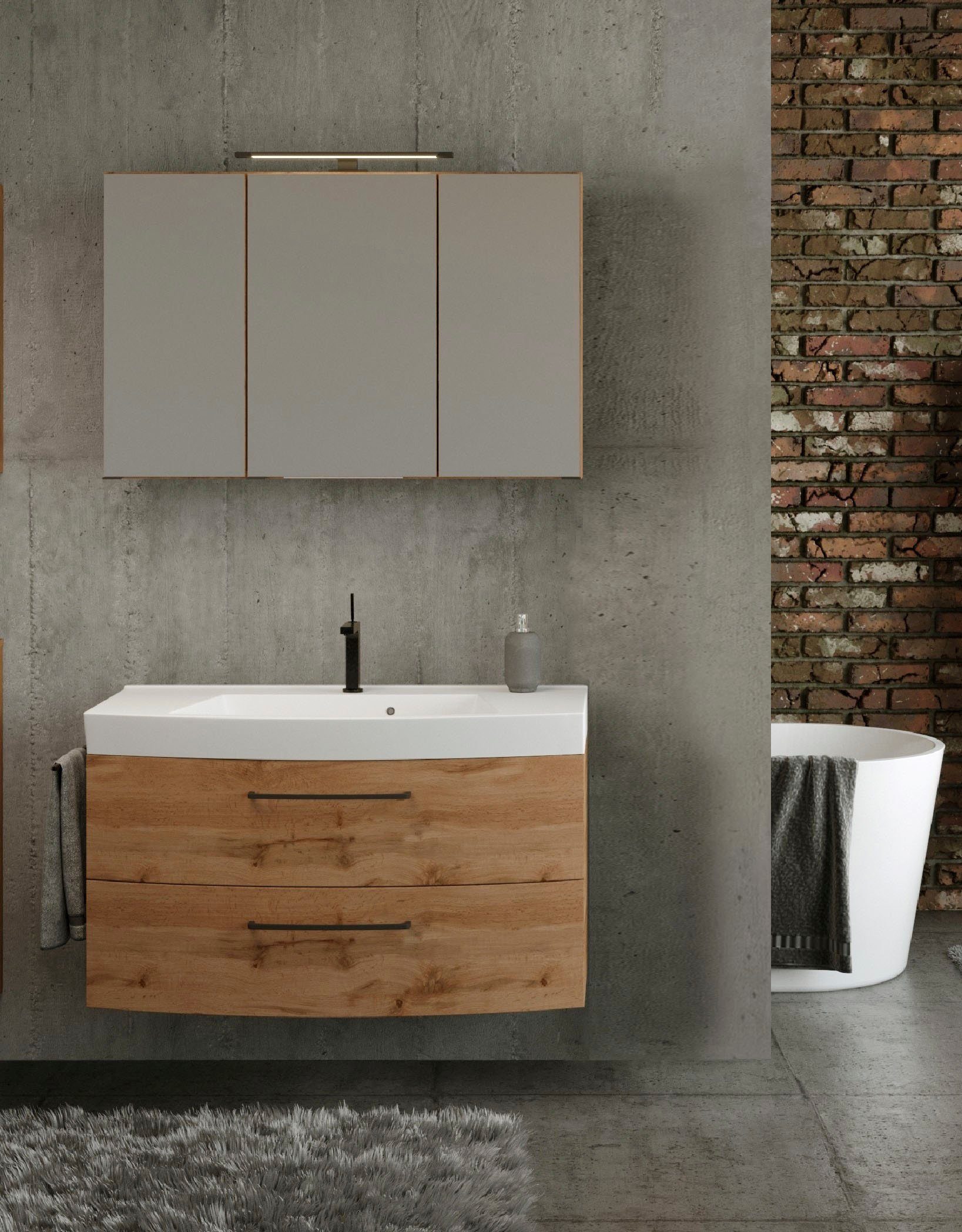 welltime Badmöbel-Set Chicago, (2-St), Soft-Close-Funktion