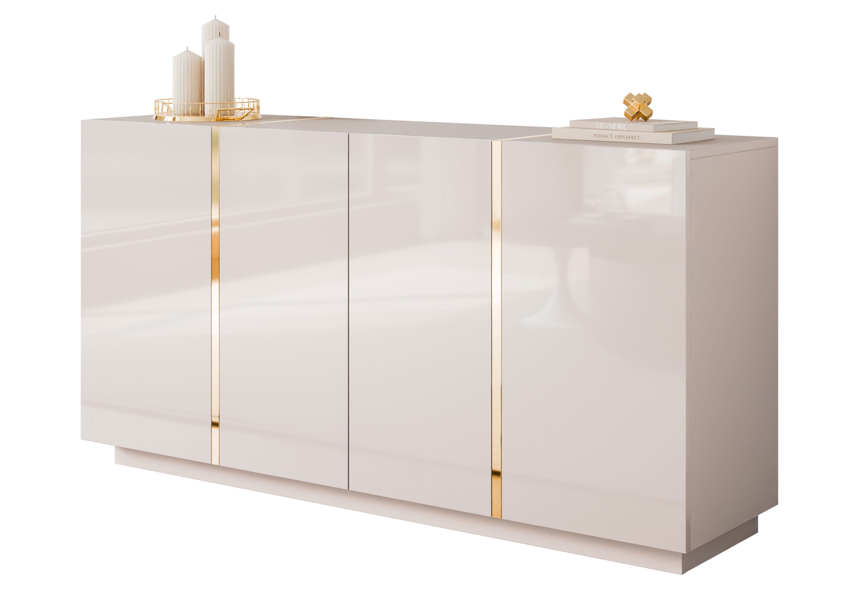Lookway Kommode ONYX 4D Kaschmir Hochglanz 158 cm, 158x41x81 cm