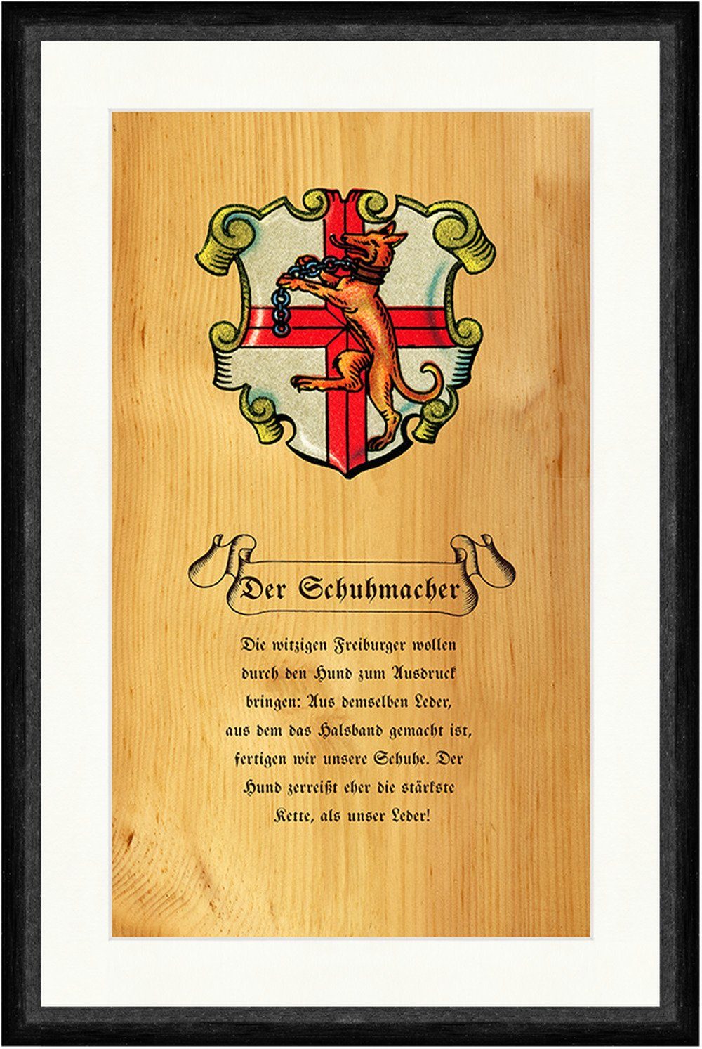 Kunstdruck Der Schuhmacher Shoemaker Pine Zirbenholz Arve Nostalgieschild Faks_Zu, (1 St)