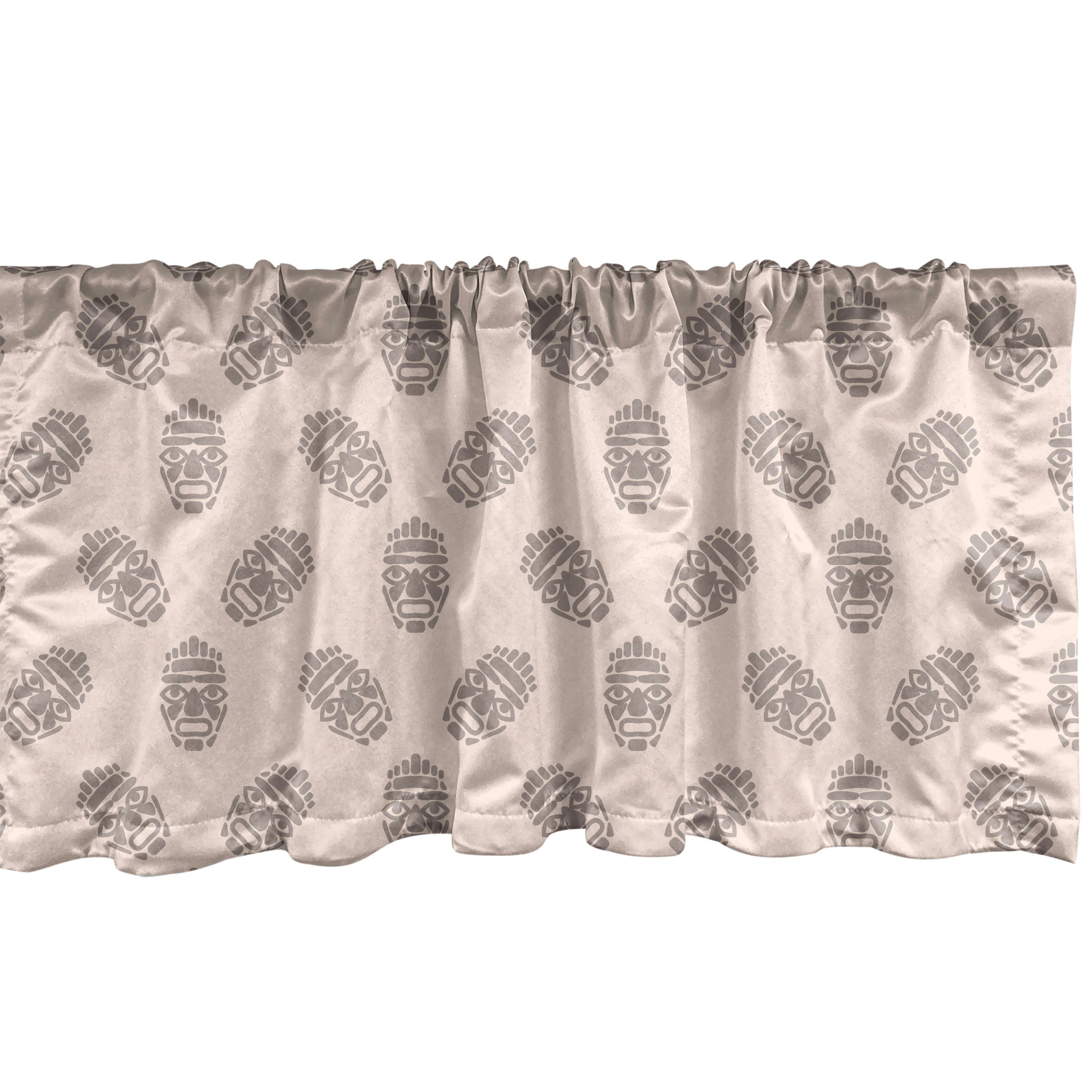 Scheibengardine Vorhang Volant für Küche Schlafzimmer Dekor mit Stangentasche, Abakuhaus, Microfaser, Luau Hawaiian Tiki Masken-Muster
