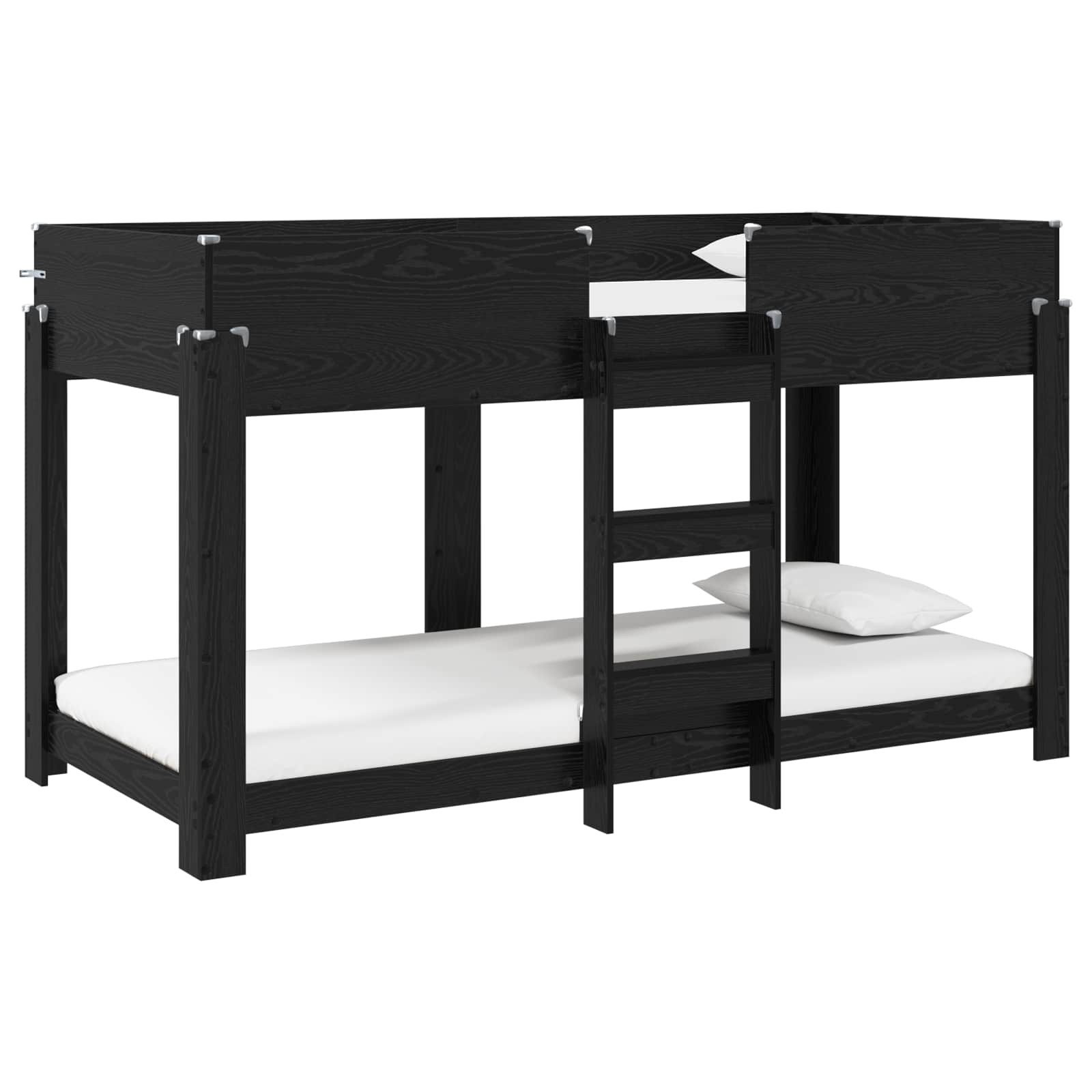 vidaXL Bett Etagenbett für Kinder Schwarz Eichen-Optik 80 x 200 cm (1-tlg)