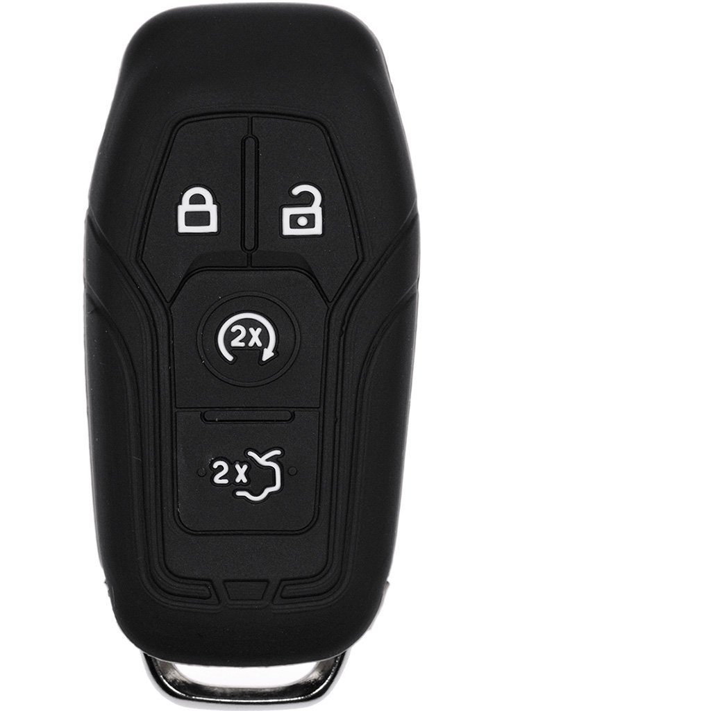 mt-key Schlüsseltasche Autoschlüssel Softcase Silikon Schutzhülle Schwarz, für Ford Mustang Mondeo Turnier 4 Tasten KEYLESS SMARTKEY