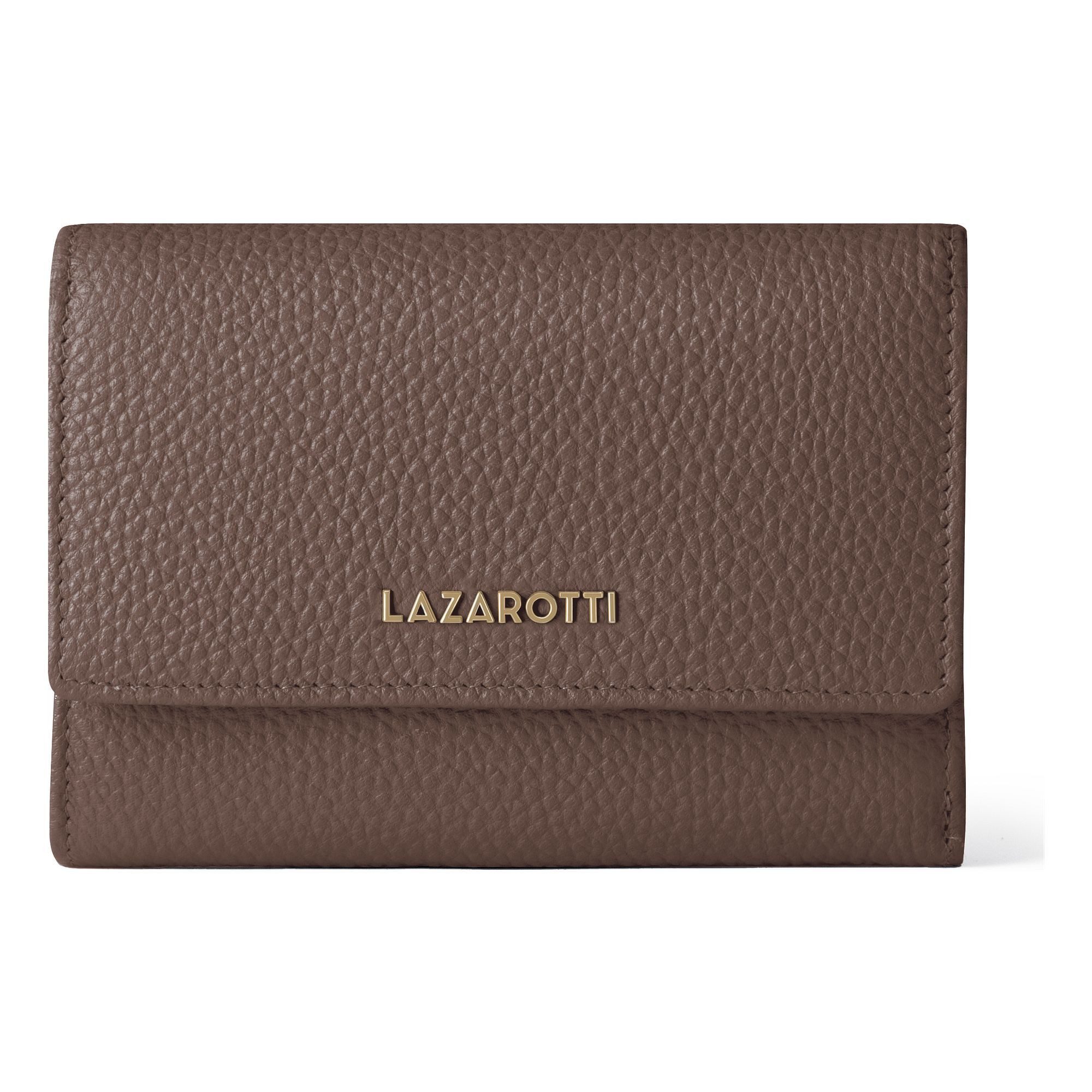 Lazarotti Geldbörse Bologna Leather XL Geldbörse mit Zip-Around Fach Leder 14 cm