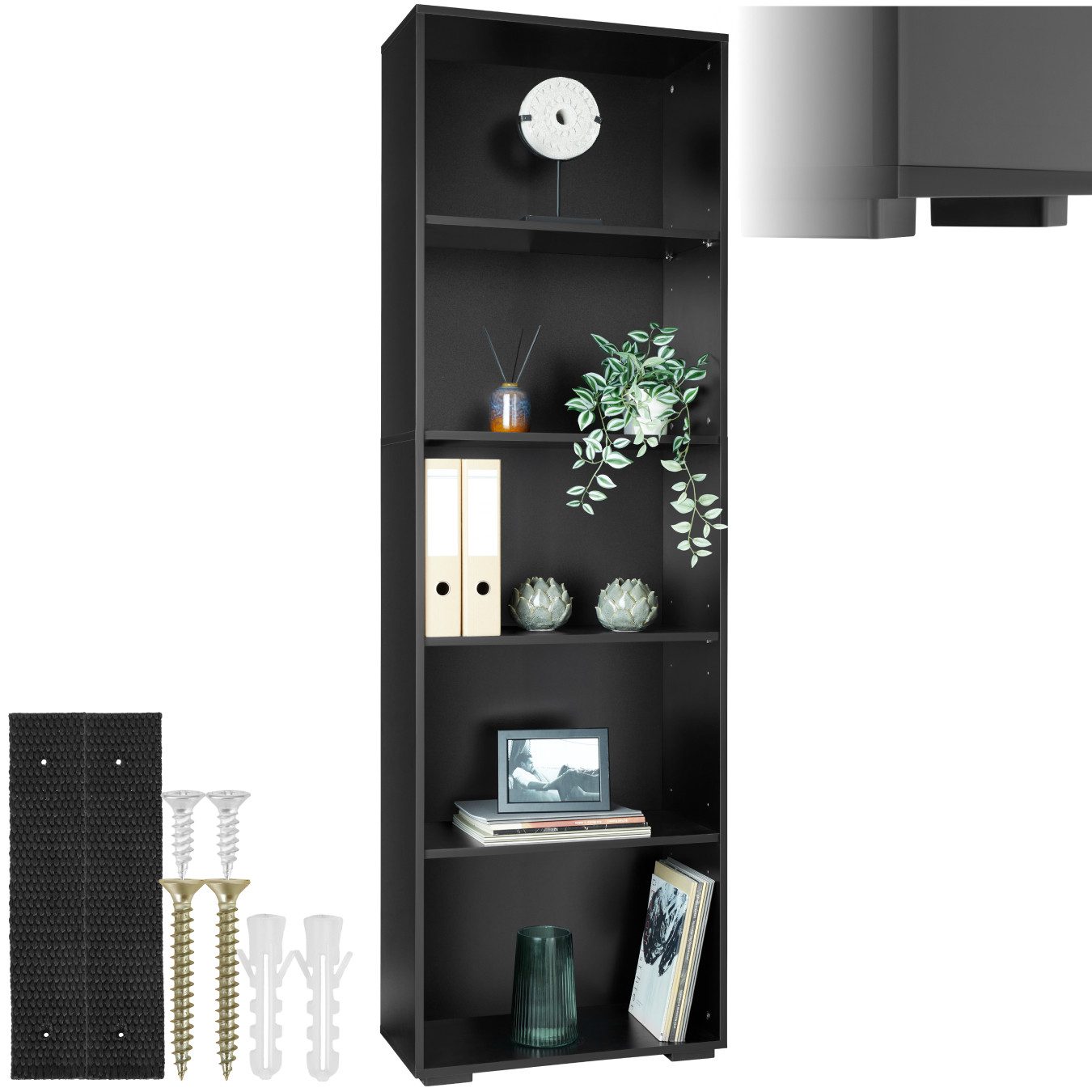 tectake Bücherregal Bücherständer Lexi 5 Fächer 60x30x190cm, Set 1-tlg., MD günstig online kaufen