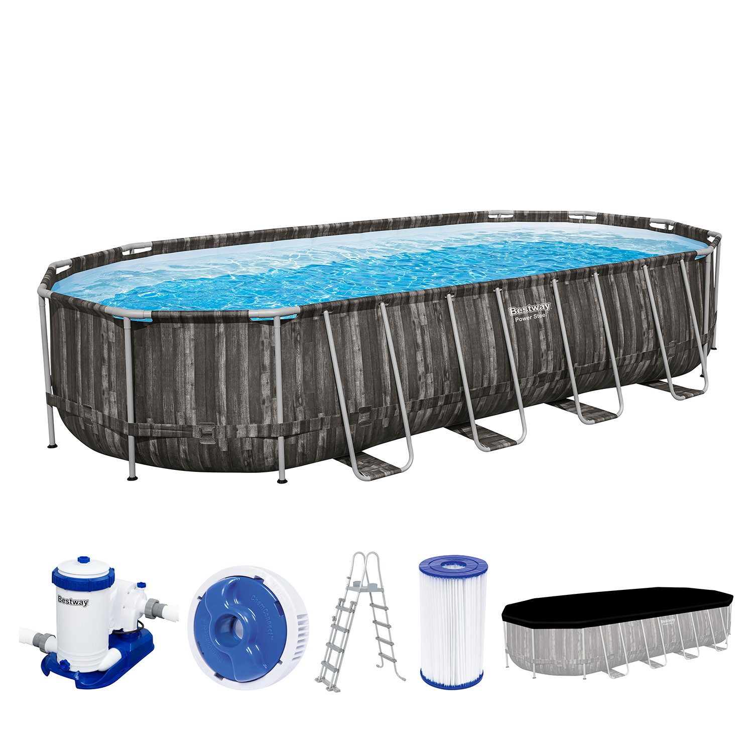Bestway Framepool Power Steel™ Frame Pool Komplett-Set mit Filterpumpe 732 x 366 x 132