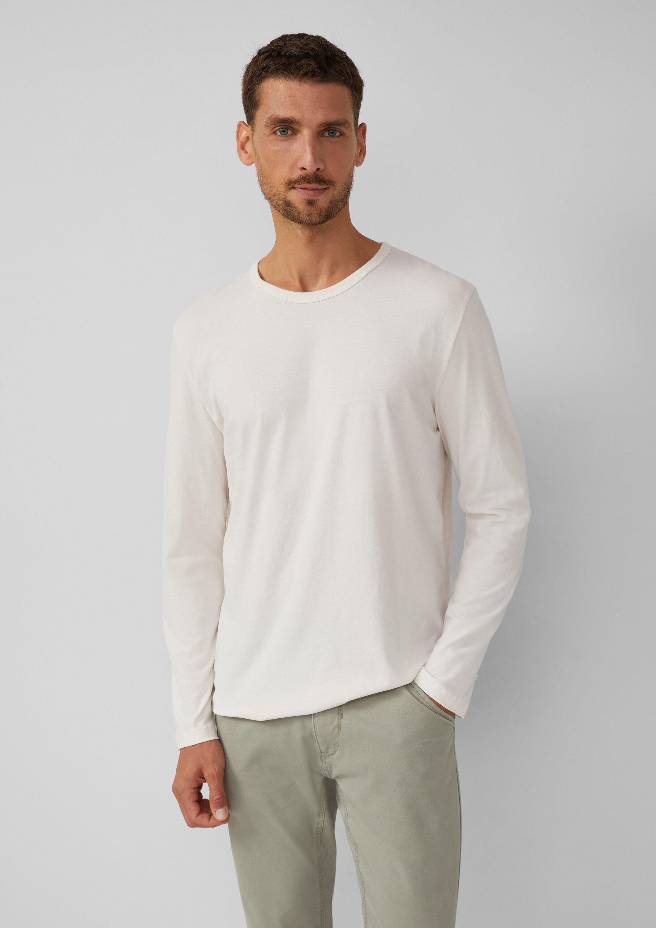 s.Oliver Langarmshirt T-Shirt Softes Longsleeve mit Crew Neck und Logo-Patch