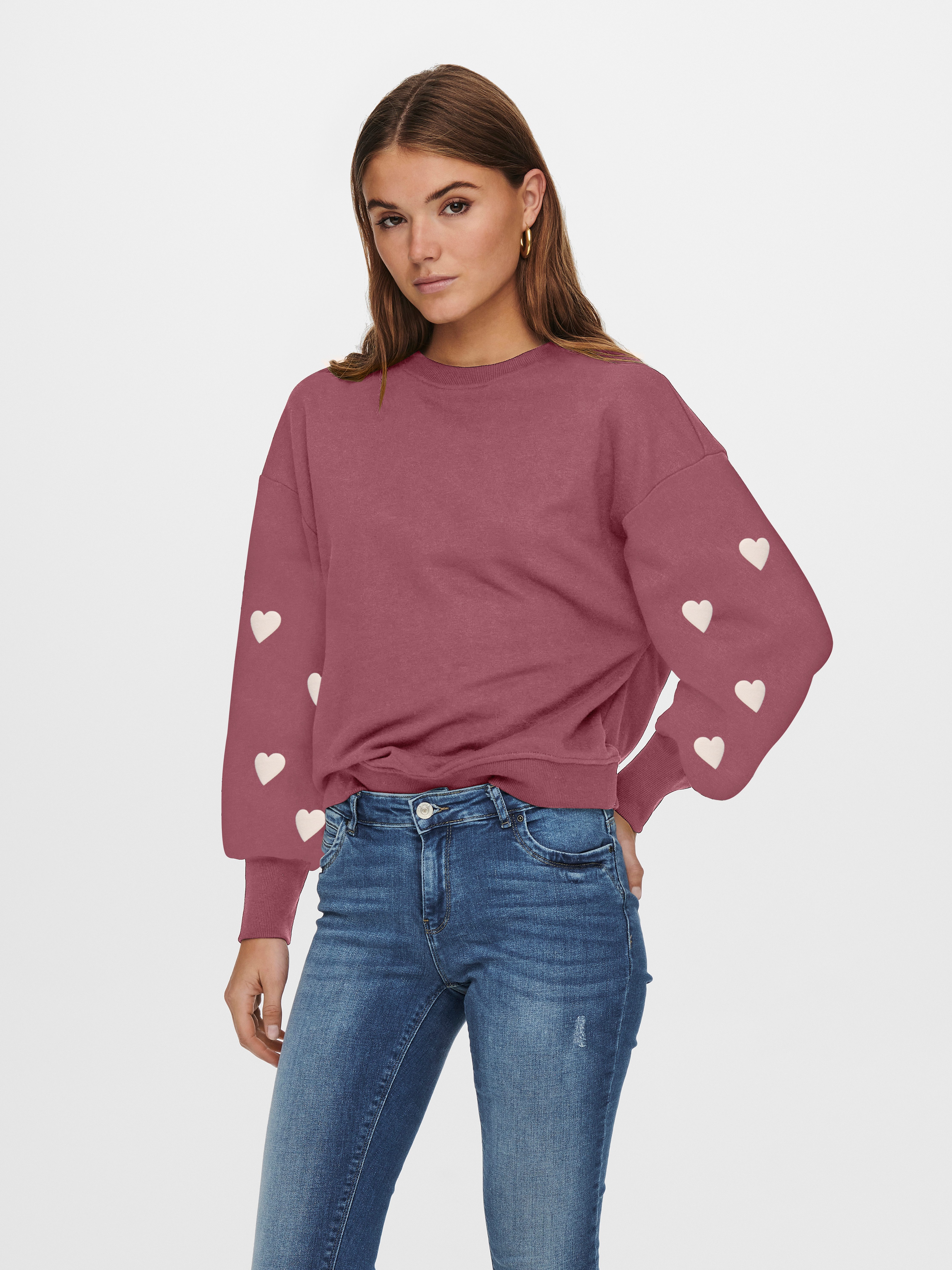 ONLY Sweatshirt ONLBROOKE L/S O-NECK FLOWER SWT Baumwollmischung, regular fit