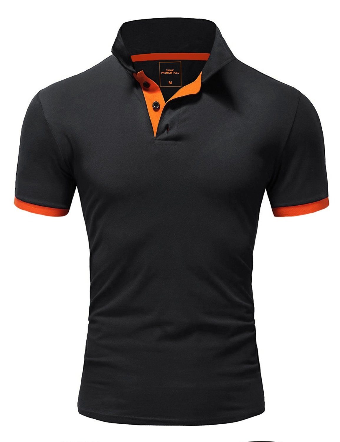 behype Poloshirt ADRIEL mit tollen Farbakzenten schwarz-orange