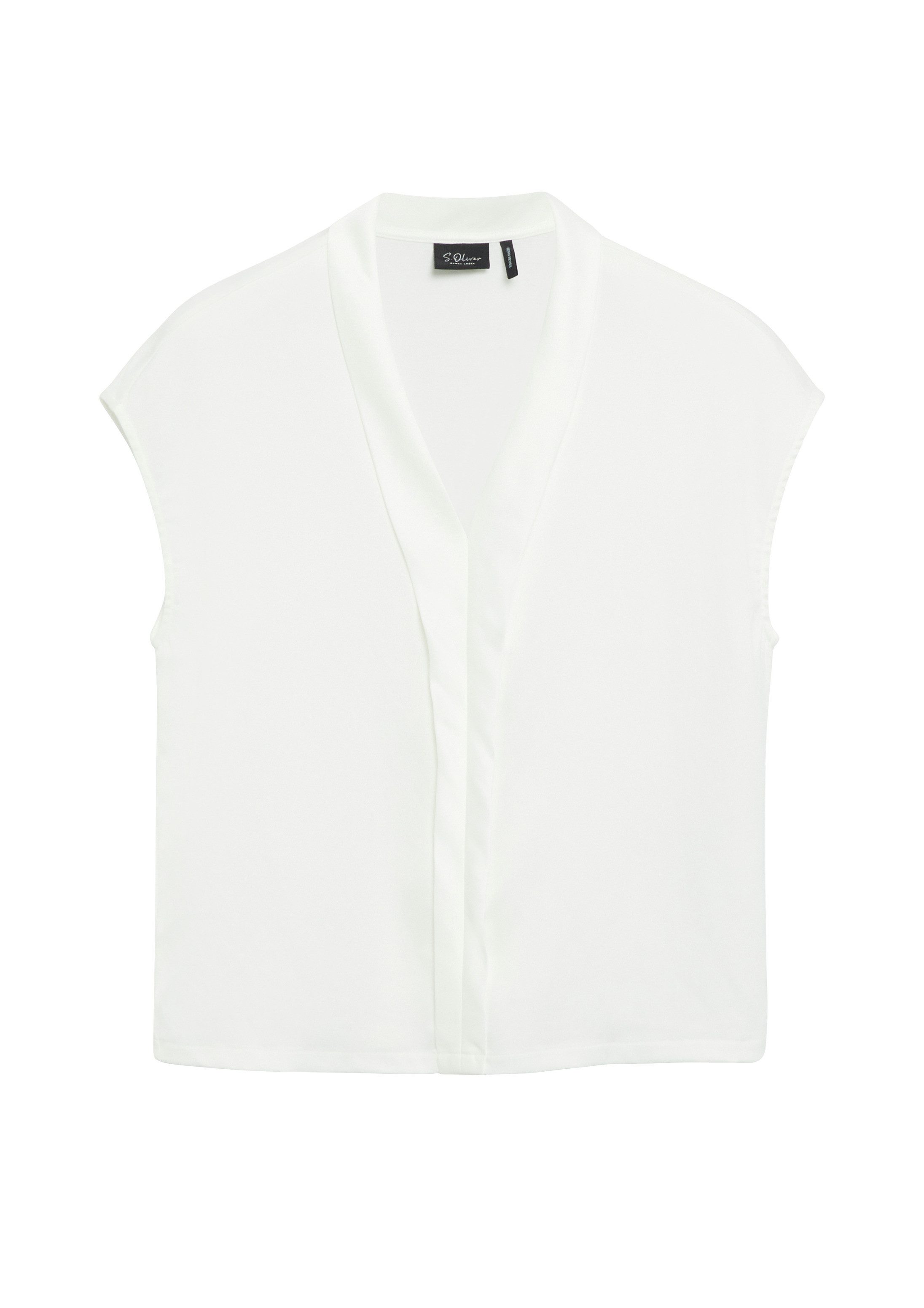 s.Oliver Kurzarmshirt T-Shirt Bluse im Fabricmix mit V-Ausschnitt