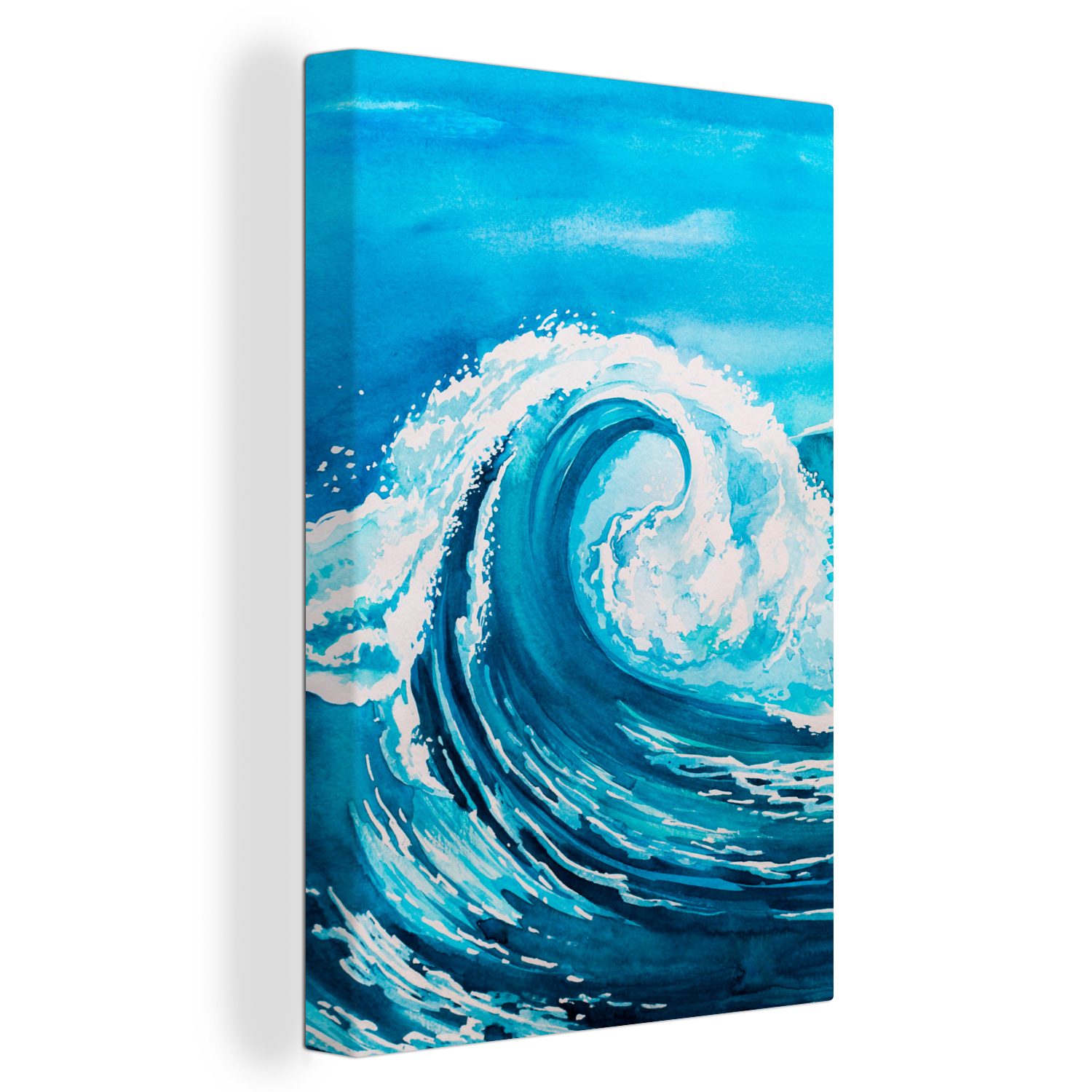 OneMillionCanvasses® Leinwandbild Golf - Meer - Aquarell, (1 St), Leinwandbild fertig bespannt inkl. Zackenaufhänger, Gemälde, 20x30 cm