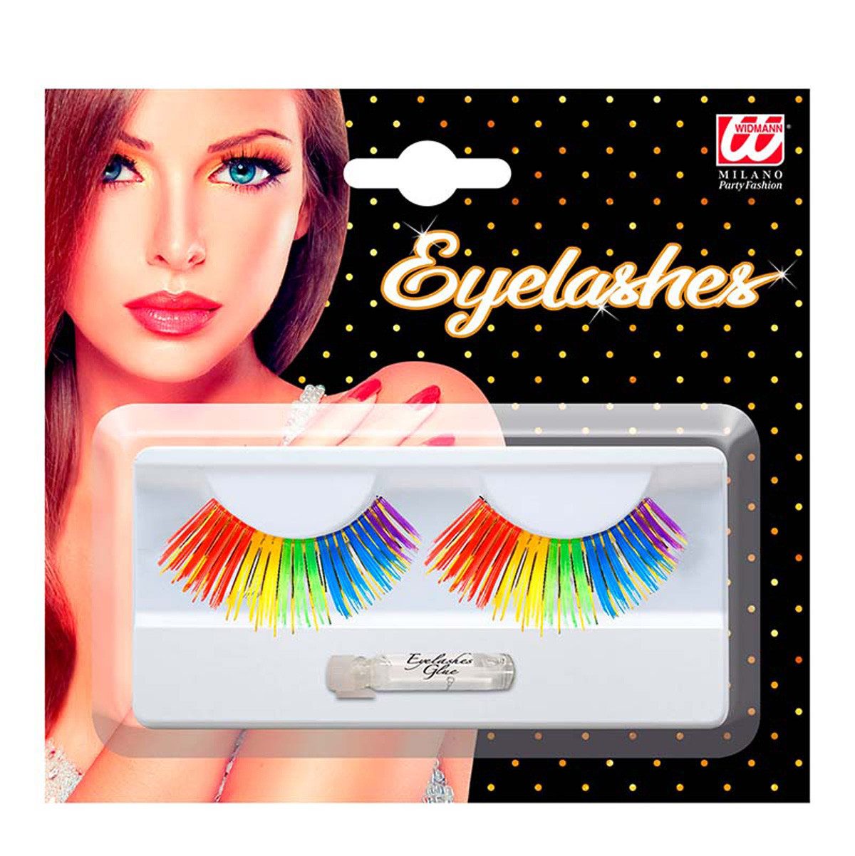 Widmann S.r.l. Bandwimpern Wimpern Regenbogen mit Klebstofftube