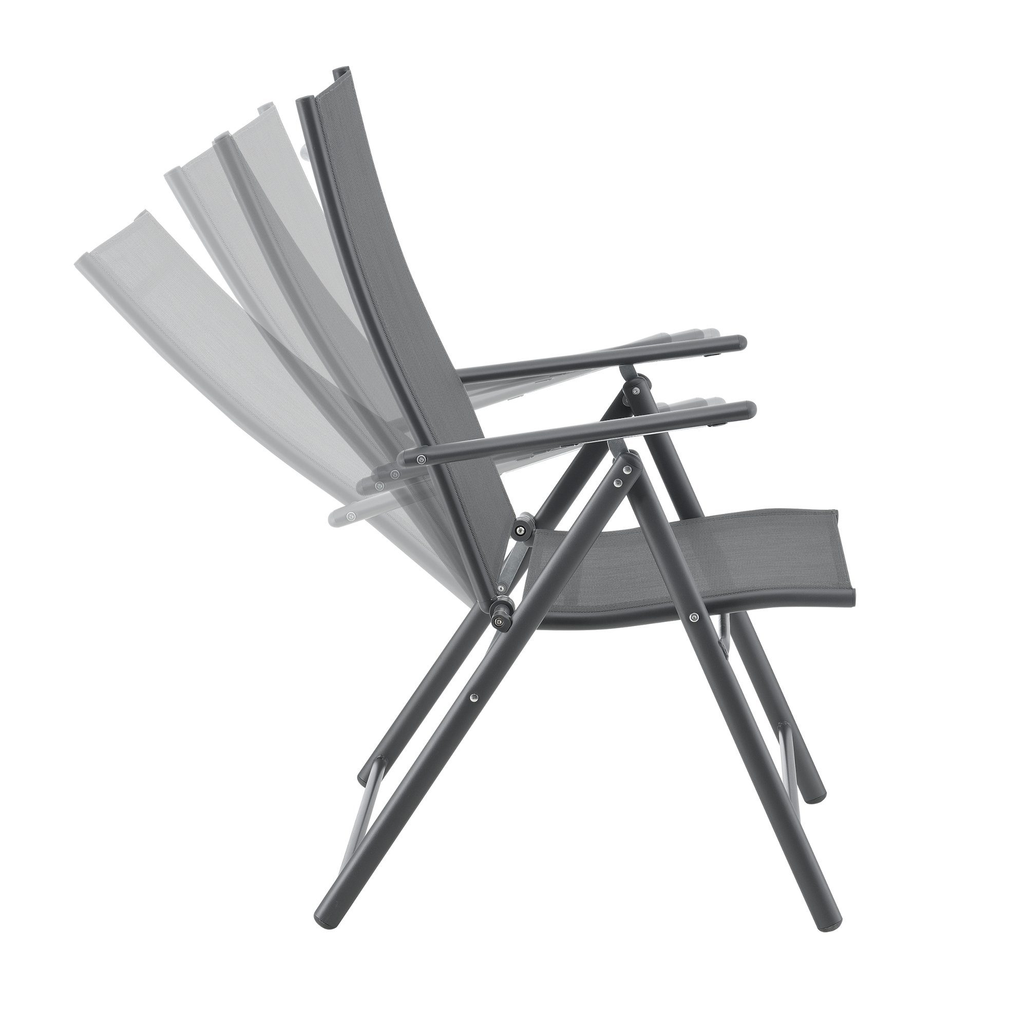 en.casa Gartenstuhl (Set, 2 St), »Kalamata« 2er Set klappbar Dunkelgrau