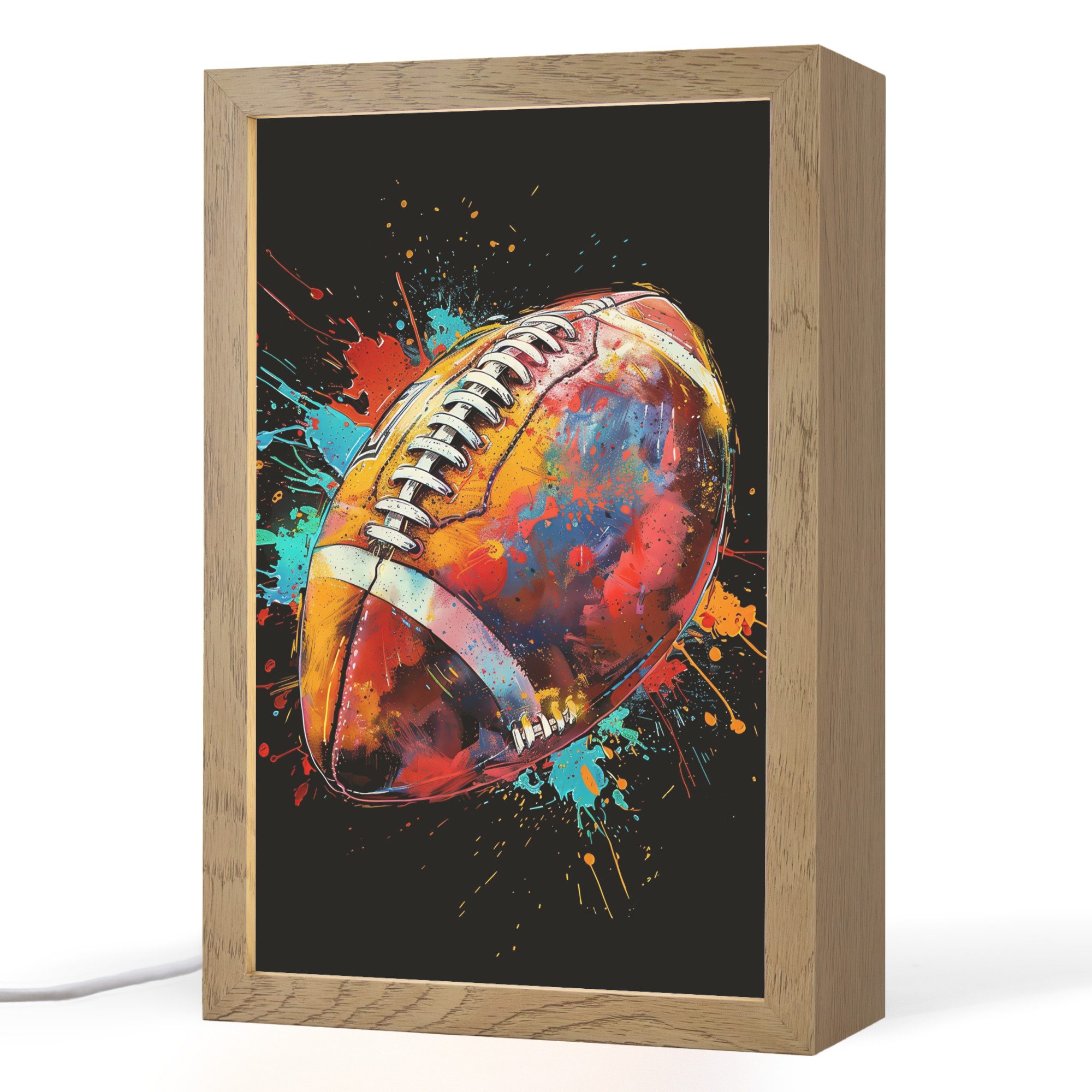 OnlyWow Tischleuchte Graffiti - Sport - Rugby - American Football, Dimmbar, Farbwechsel, LED, Warmweiß, Kaltweiß, Neutralweiß Einstellbar, Tischlampe, Schreibtischlampe, Desk, Dimmbar, mit Kabel, LED
