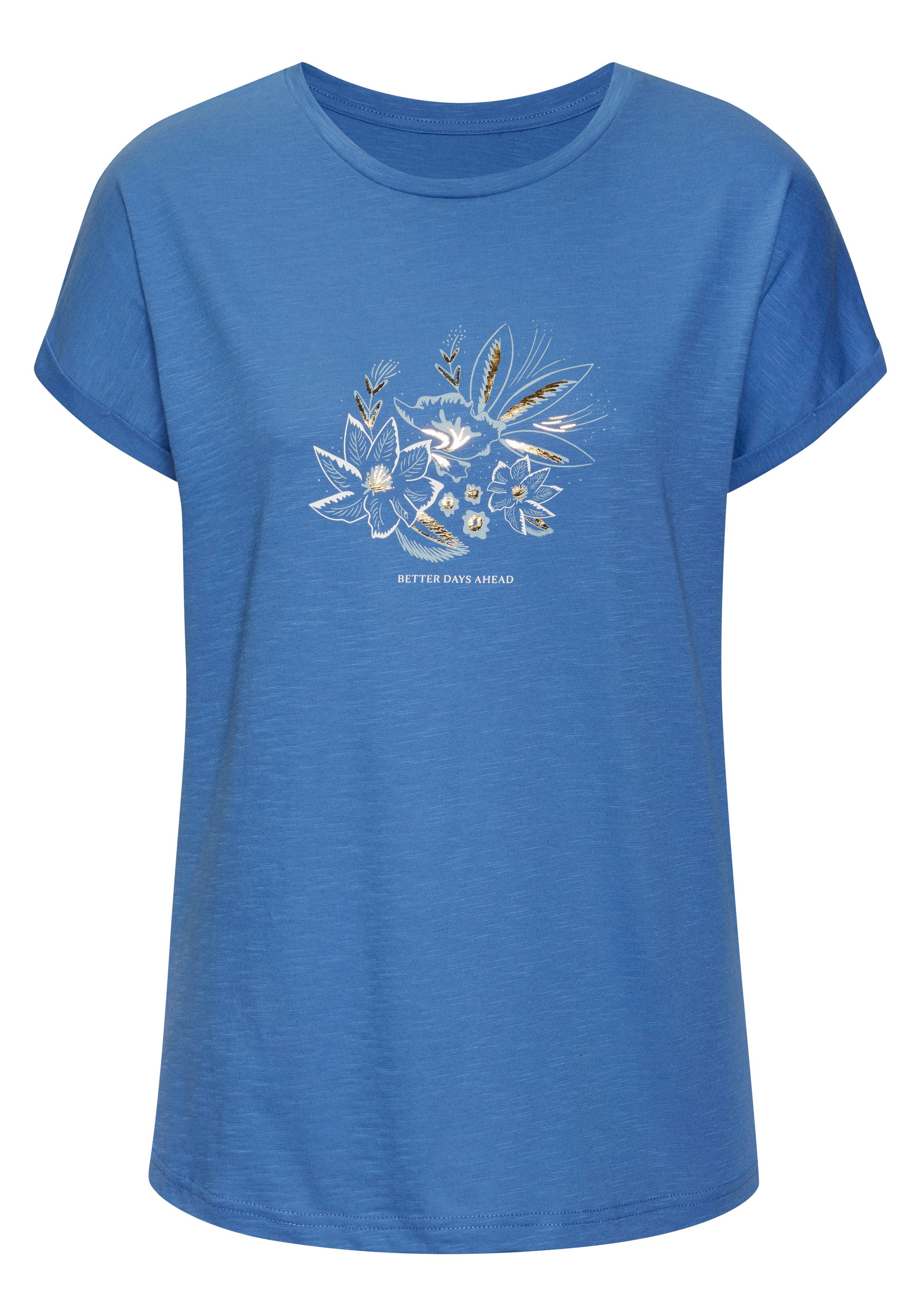 Vivance T-Shirt mit goldenfarben schimmerndem Folienprint günstig online kaufen