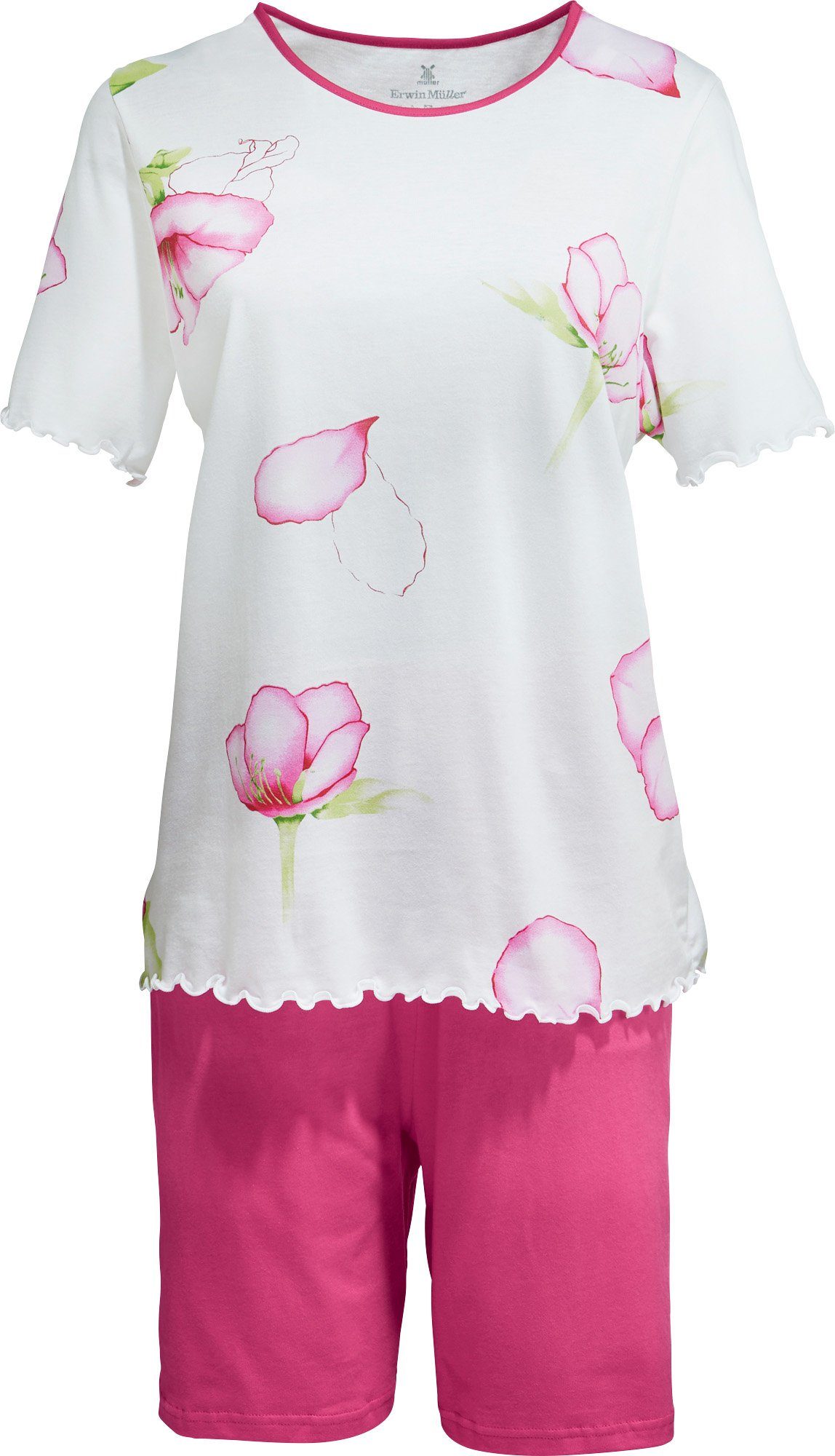 Erwin Müller Pyjama Damen-Shorty Single-Jersey Blumen günstig online kaufen