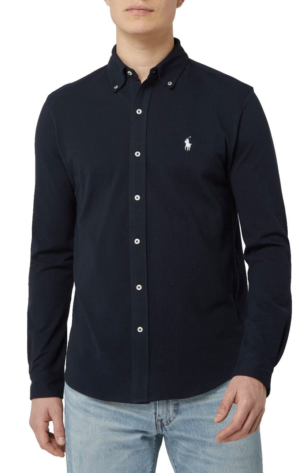 Polo Ralph Lauren Langarmhemd Herren Featherweight Mesh Piqué Custom Slim F günstig online kaufen