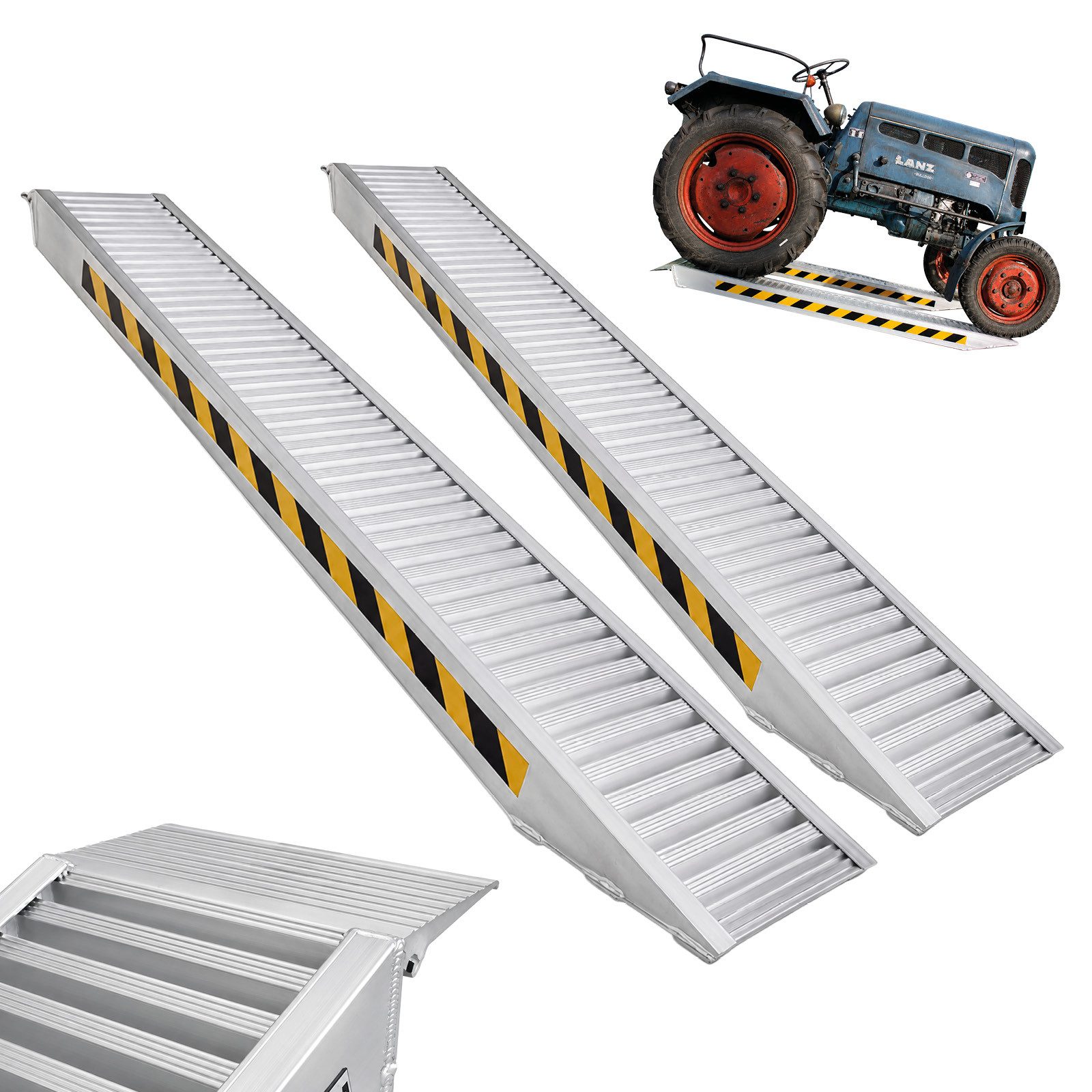 TRUTZHOLM Auffahrrampe 2x Schwerlastrampe Traglast 3300 kg Länge 255cm Alu für PKW Minibagger (2-St), Robuste Konstruktion, hohe Traglast, für Kettenfahrzeuge Minibagger