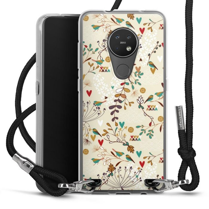 DeinDesign Handyhülle Retro Vogel Blumen Floral Wilderness Nokia 6.2 Handykette Hülle mit Band Case zum Umhängen Cover mit Kette