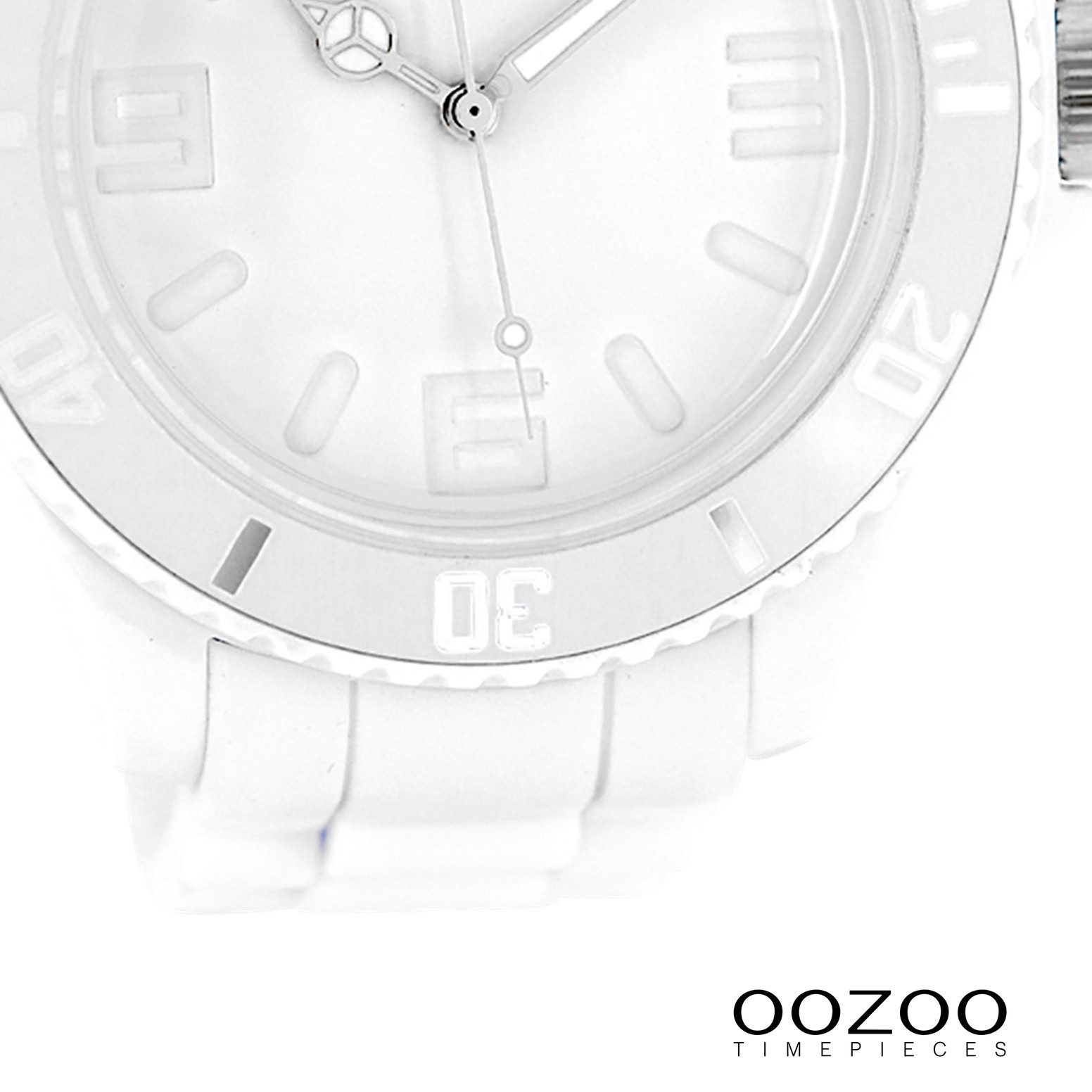 OOZOO Quarzuhr Oozoo Unisex Armbanduhr Vintage Series, (Analoguhr), Damen, Herrenuhr rund, extra groß (ca. 48mm) Silikonarmband weiß