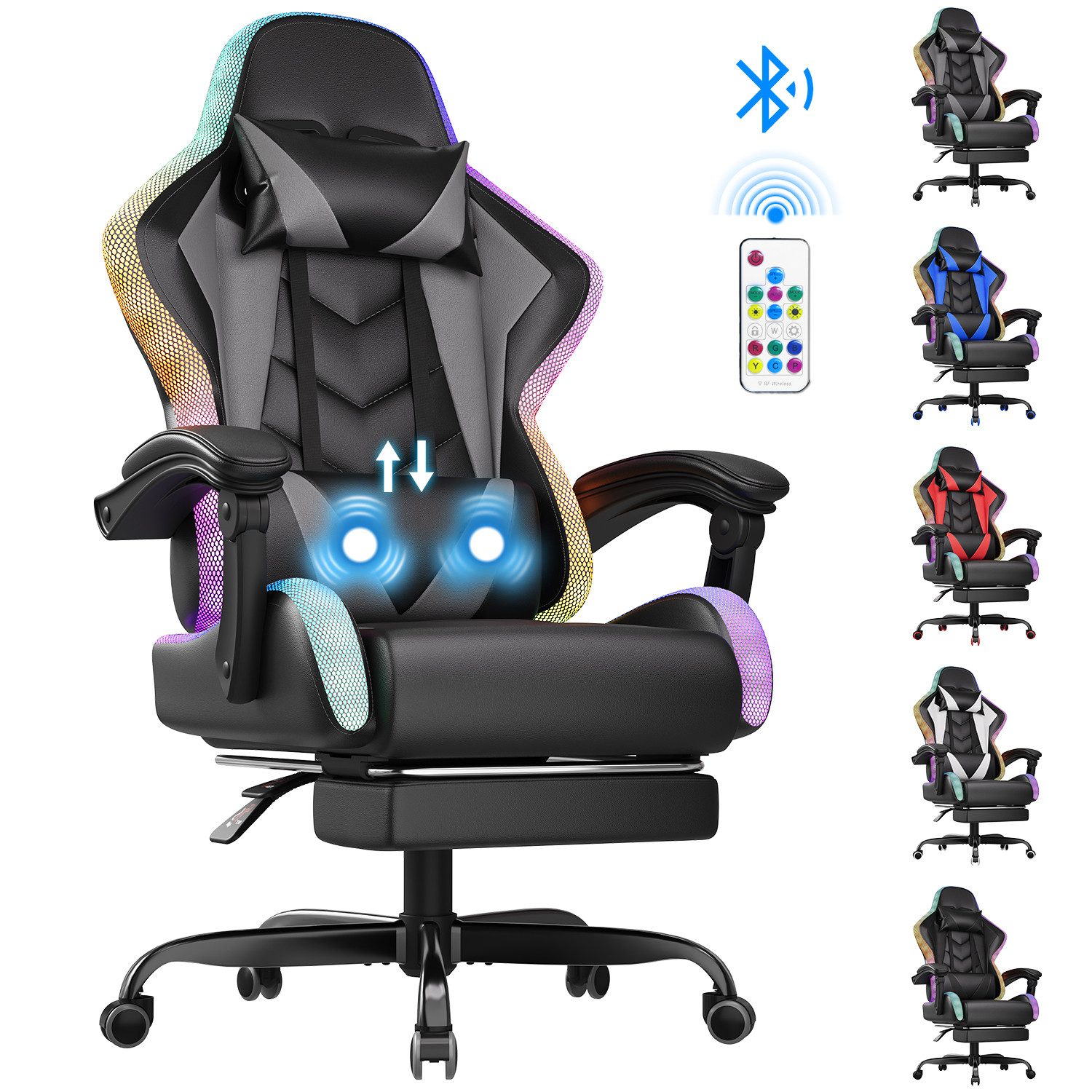 HOMALL Gaming-Stuhl LED Gaming Chair,Massage,Bürostuhl,Gaming Stuhl (Die LE günstig online kaufen