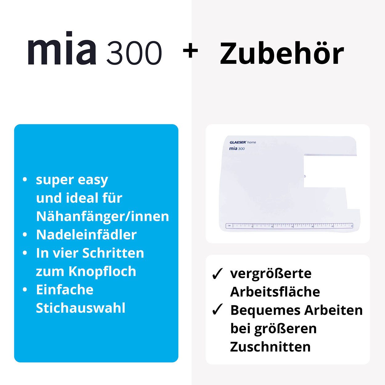 GLAESER home Nähmaschine GLAESERhome Advanced-Bundle ol50 + mia300 – Bild 4 von 5