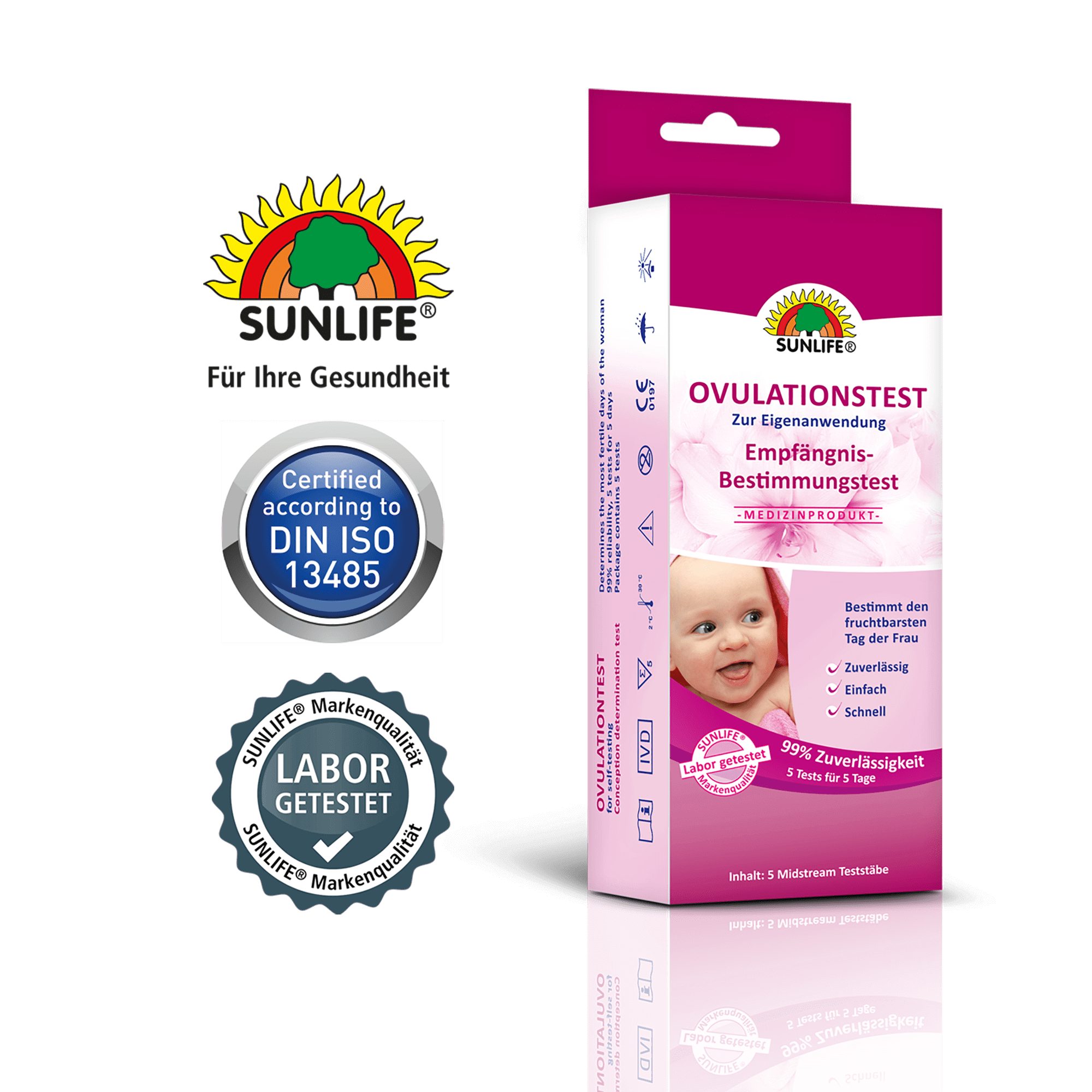 SUNLIFE Ovulationstest SUNLIFE® Ovulationstest 5 Stk Schnell-Teststäbchen Fruchtbarkeitstest