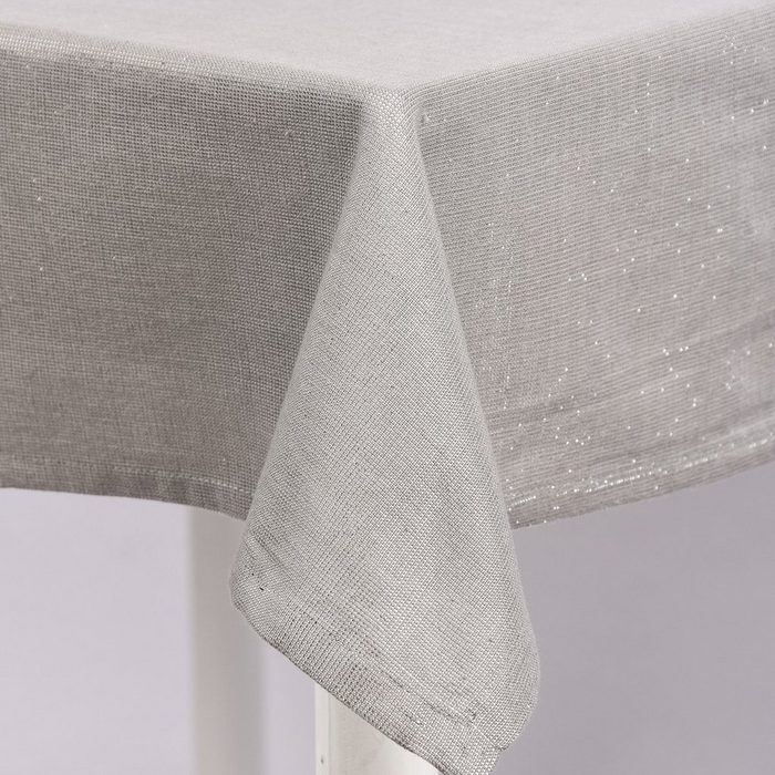 SCHÖNER LEBEN. Tischdecke Tischdecke Glamour grau silberfarbig Lurex 150x250cm