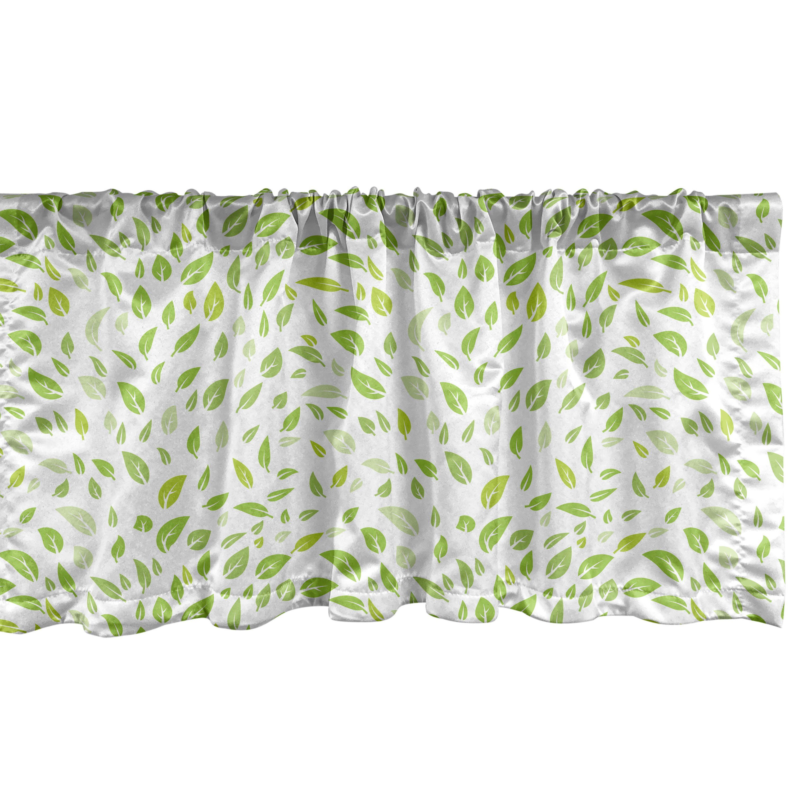 Sommer-Frühlings-Garten-Blatt mit Volant Grün Stangentasche, Vorhang für Abakuhaus, Microfaser, Scheibengardine Dekor Schlafzimmer Küche