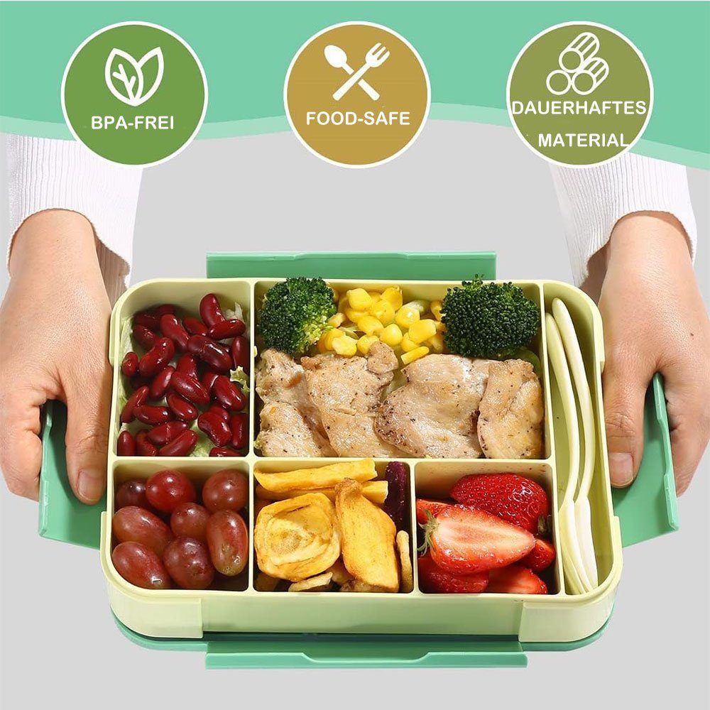 Fach mit Auslaufsichere Kindersnacks Brotdose für Lunchbox grün NUODWELL