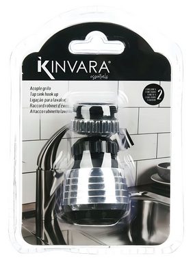 KINVARA Strahlregler BRAUSEKOPF 6cm mit 3 Funktionen Mischdüse Wasserhahnaufsatz 39, Wasserhahnaufsatz Wasserhahn-Aufsatz Brause Küche Wassersparer
