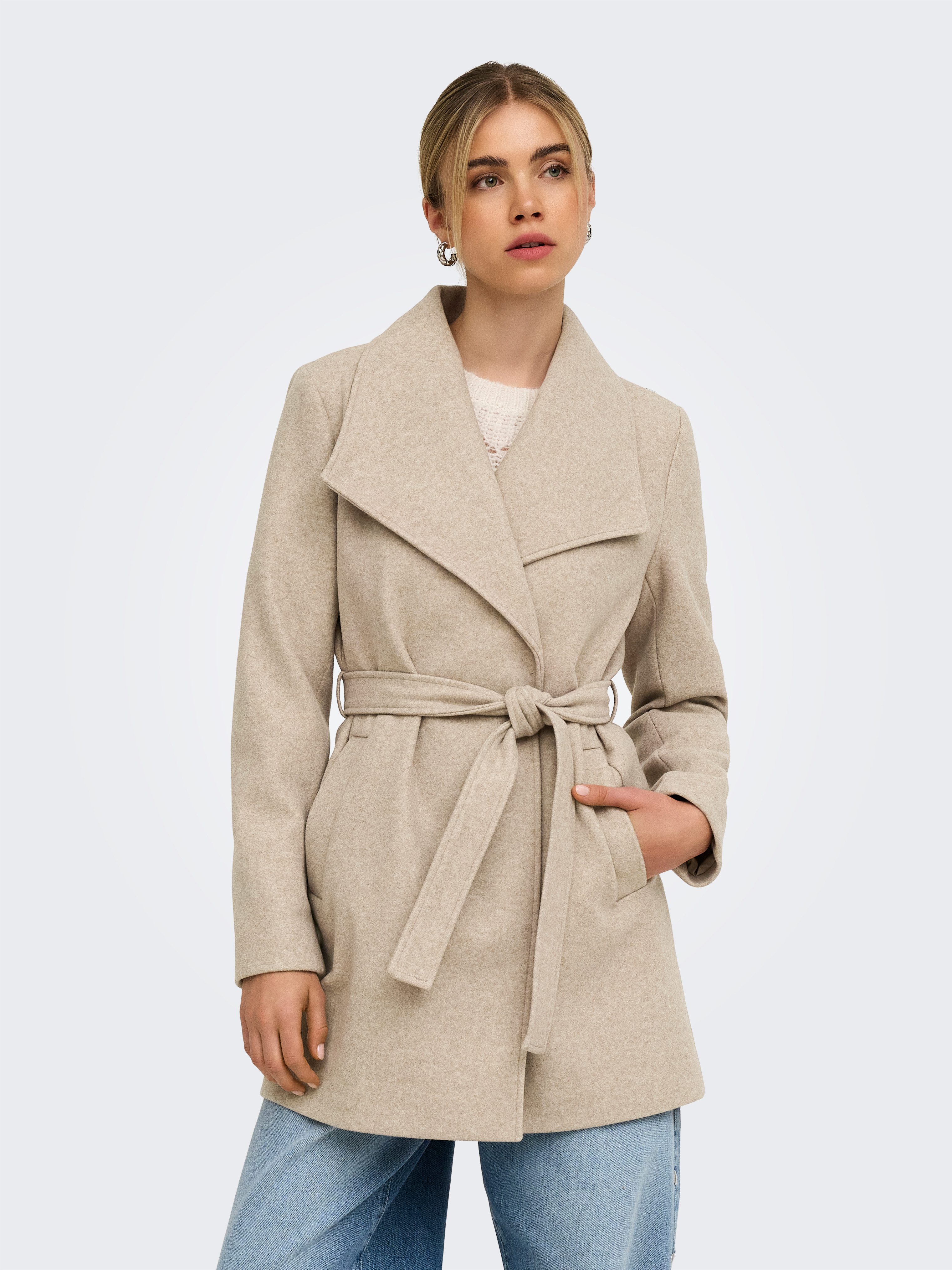 ONLY Kurzmantel ONLTRISH WRAP COAT BF OTW Kunstfaser